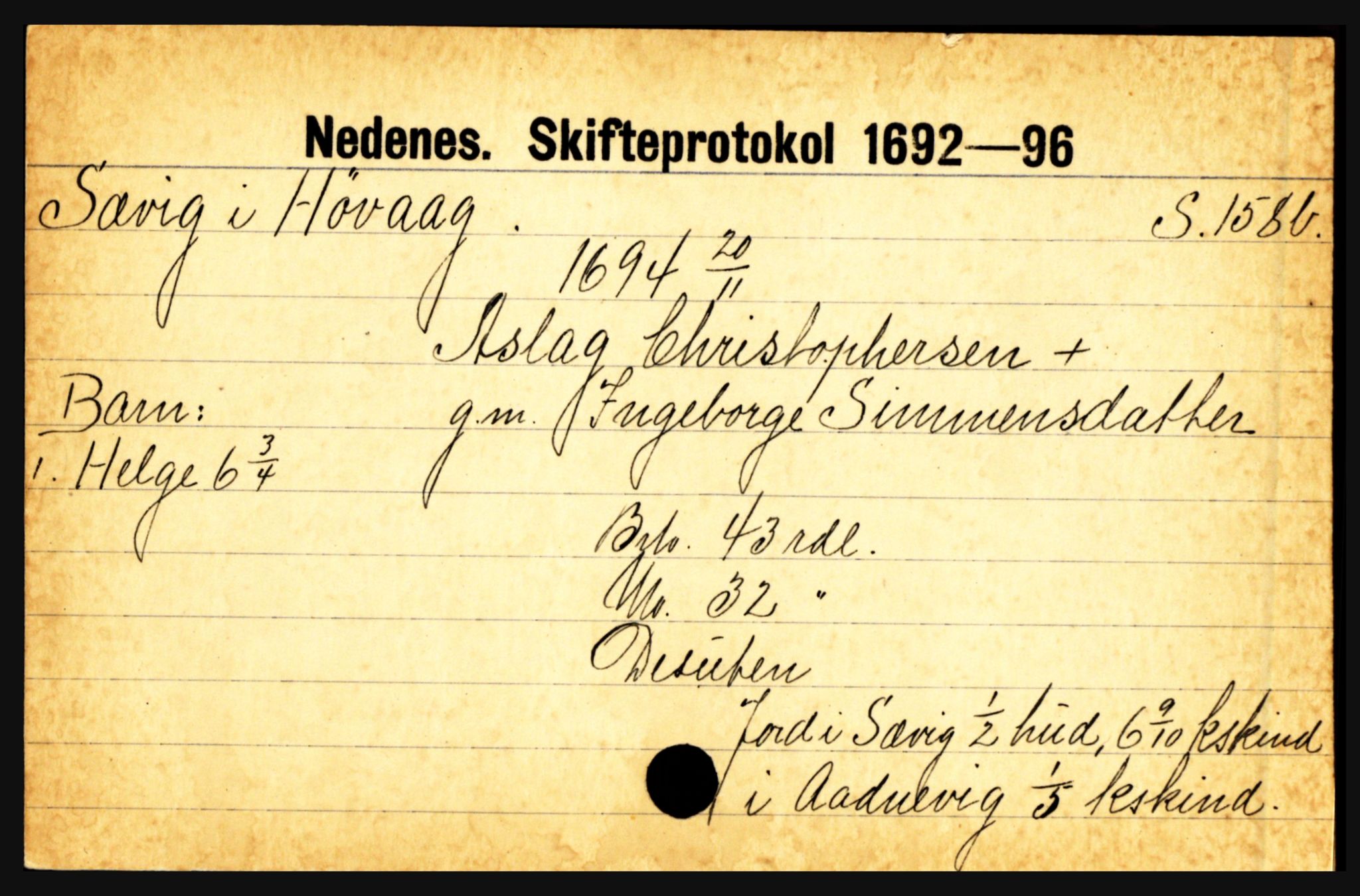 Nedenes sorenskriveri før 1824, AV/SAK-1221-0007/H, p. 29519