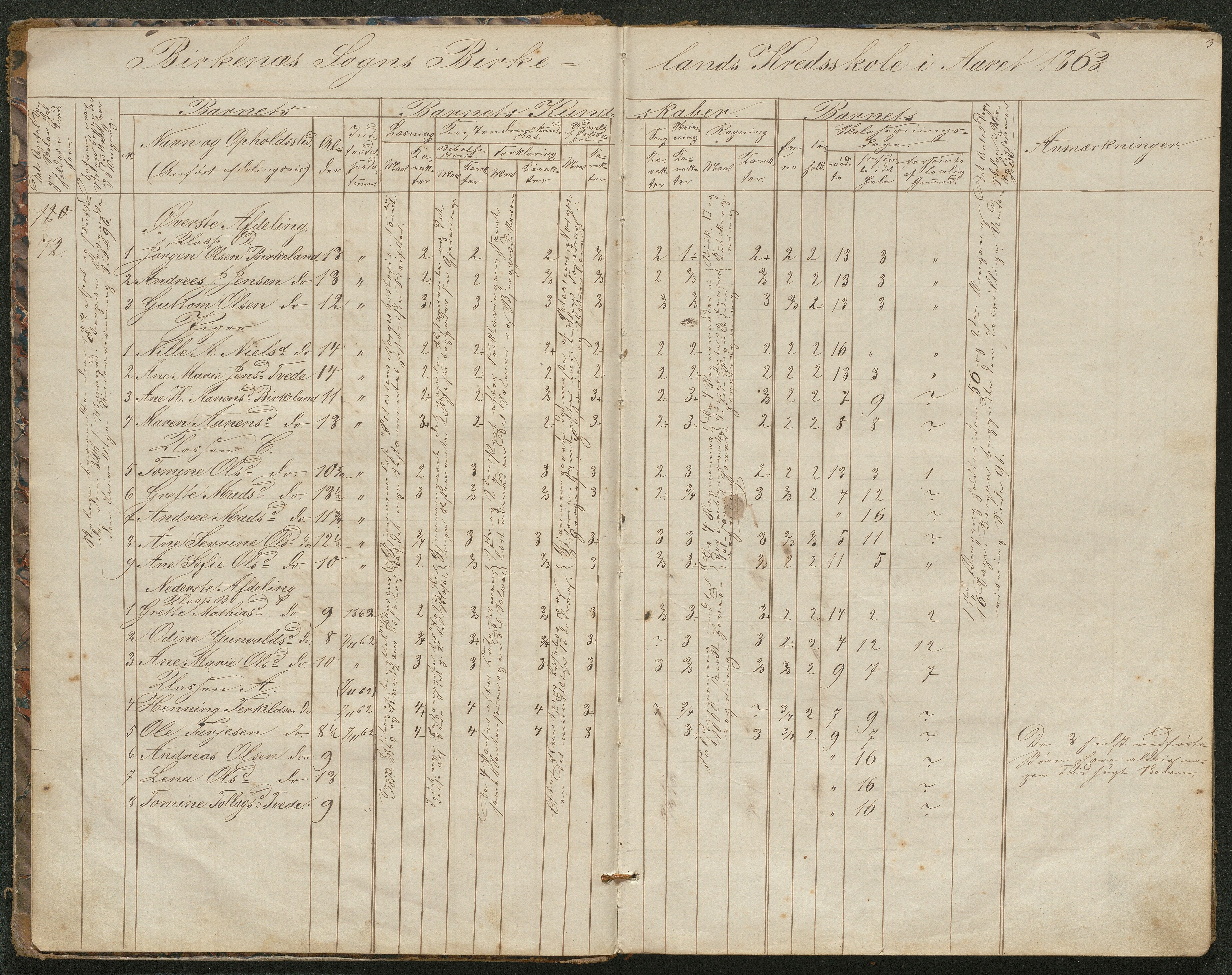 Birkenes kommune, Birkenes krets/Birkeland folkeskole frem til 1991, AAKS/KA0928-550a_91/F02/L0001: Skoleprotokoll, 1862-1896, p. 3