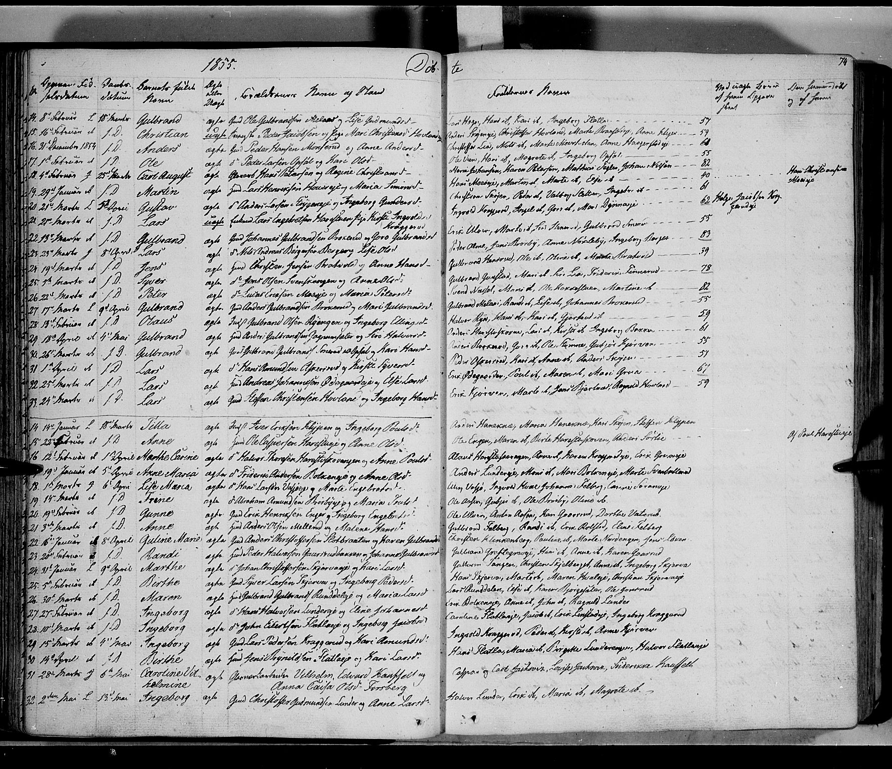 Jevnaker prestekontor, SAH/PREST-116/H/Ha/Haa/L0006: Parish register (official) no. 6, 1837-1857, p. 74