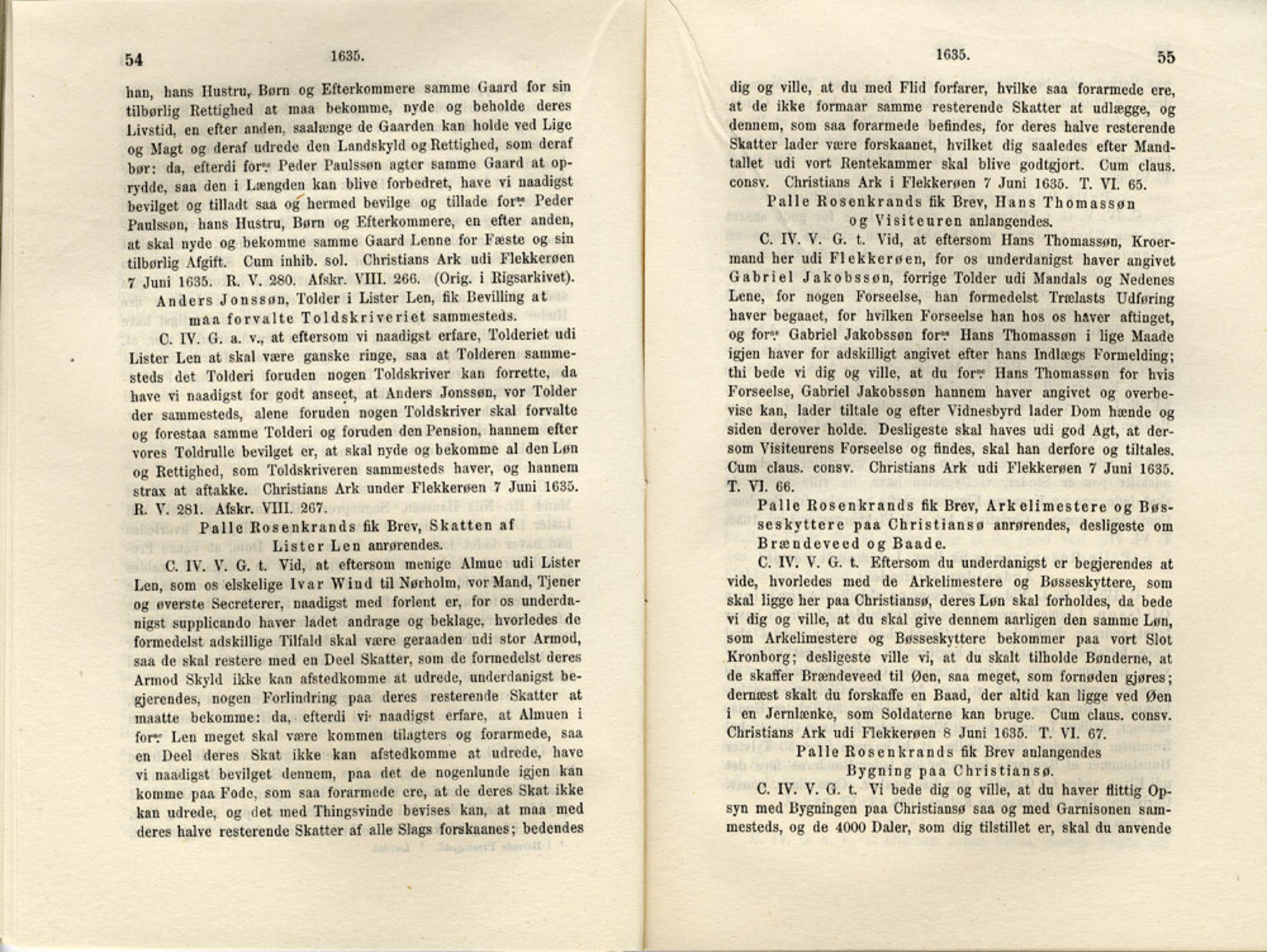 Publikasjoner utgitt av Det Norske Historiske Kildeskriftfond, PUBL/-/-/-: Norske Rigs-Registranter, bind 7, 1635-1640, p. 54-55