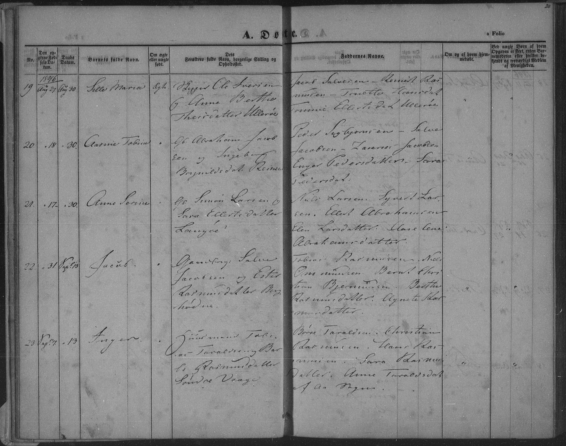 Herad sokneprestkontor, AV/SAK-1111-0018/F/Fa/Fab/L0003: Parish register (official) no. A 3, 1844-1853, p. 20