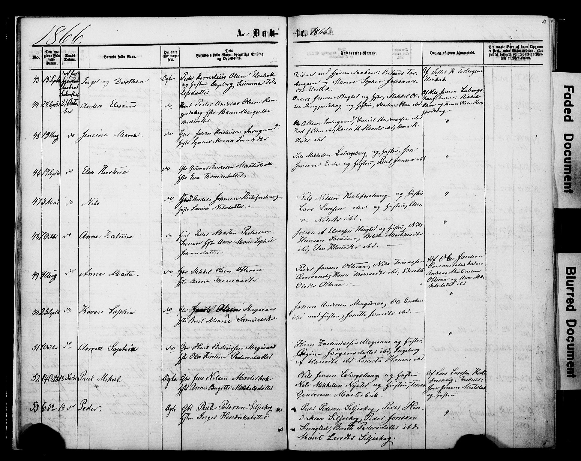 Ibestad sokneprestembete, SATØ/S-0077/H/Ha/Haa/L0013kirke: Parish register (official) no. 13, 1865-1879, p. 12
