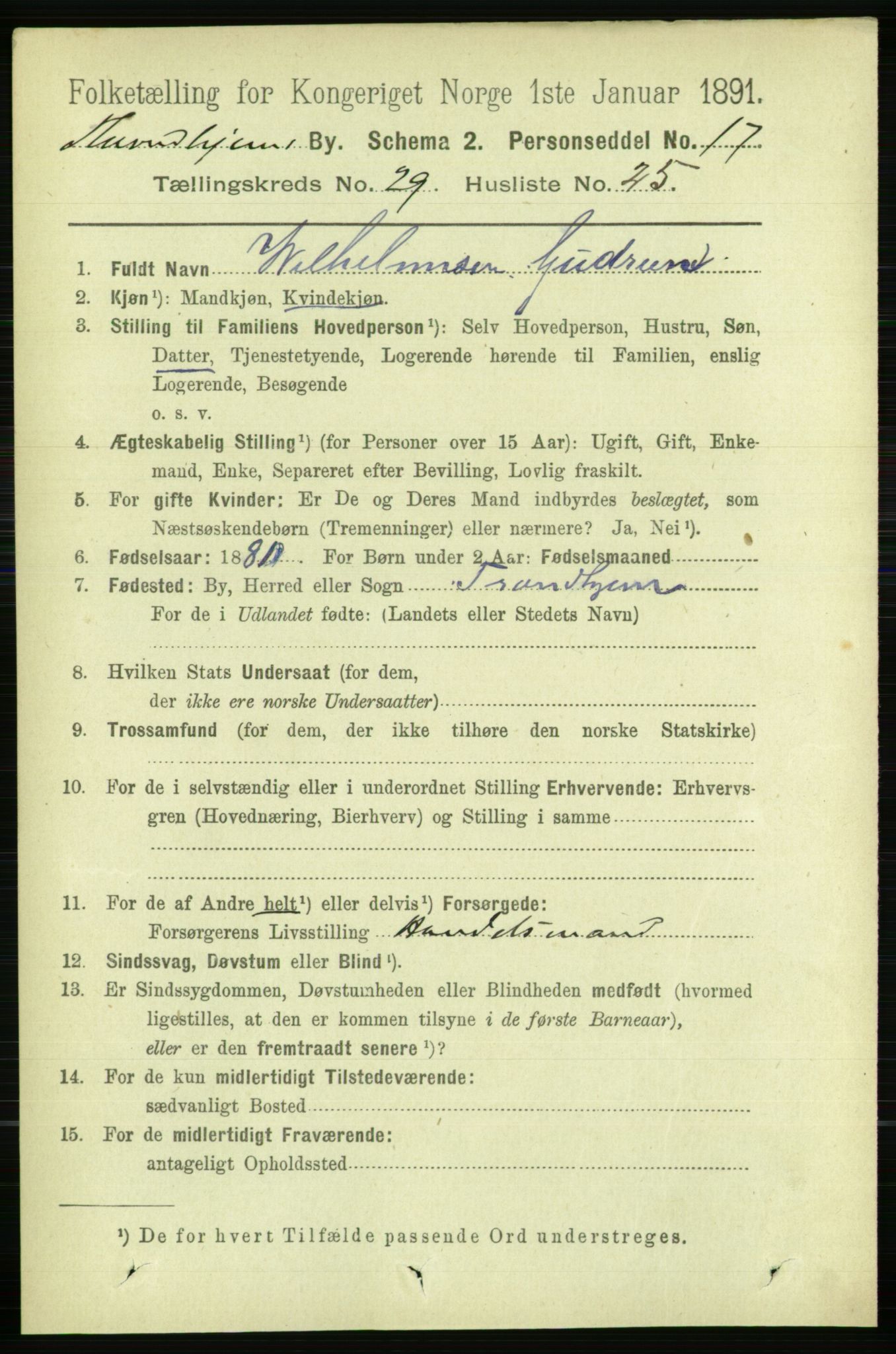 RA, 1891 census for 1601 Trondheim, 1891, p. 21811