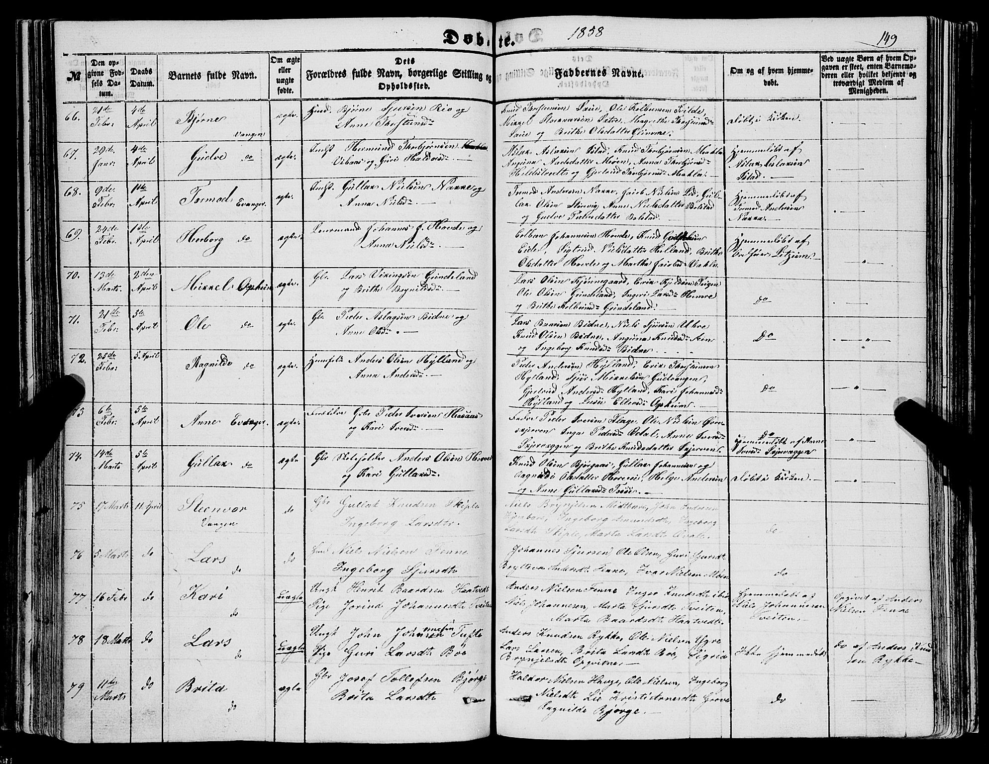 Voss sokneprestembete, SAB/A-79001/H/Haa: Parish register (official) no. A 16, 1849-1863, p. 149