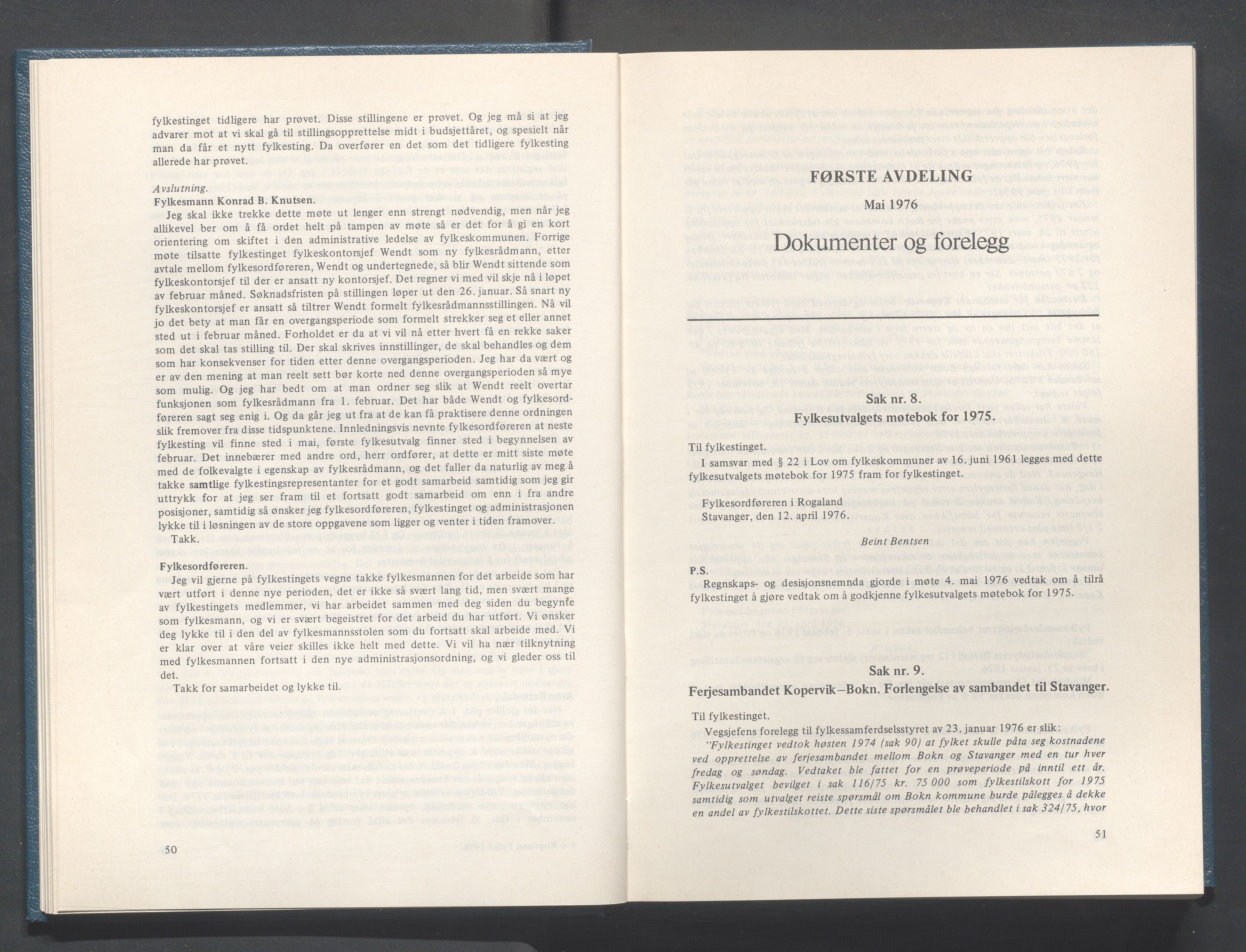 Rogaland fylkeskommune - Fylkesrådmannen , IKAR/A-900/A/Aa/Aaa/L0096: Møtebok , 1976, p. 50-51