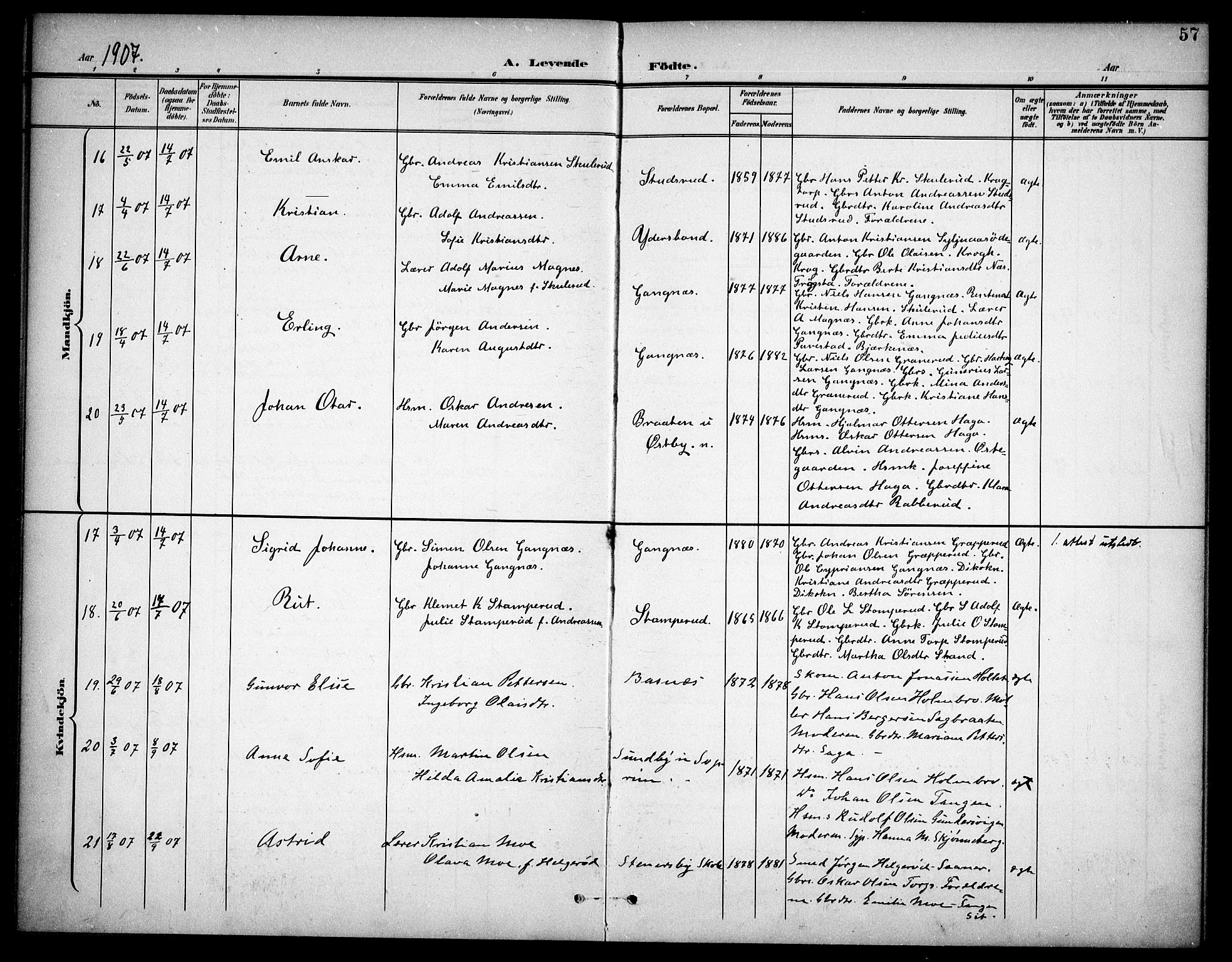 Høland prestekontor Kirkebøker, AV/SAO-A-10346a/F/Fb/L0003: Parish register (official) no. II 3, 1897-1912, p. 57