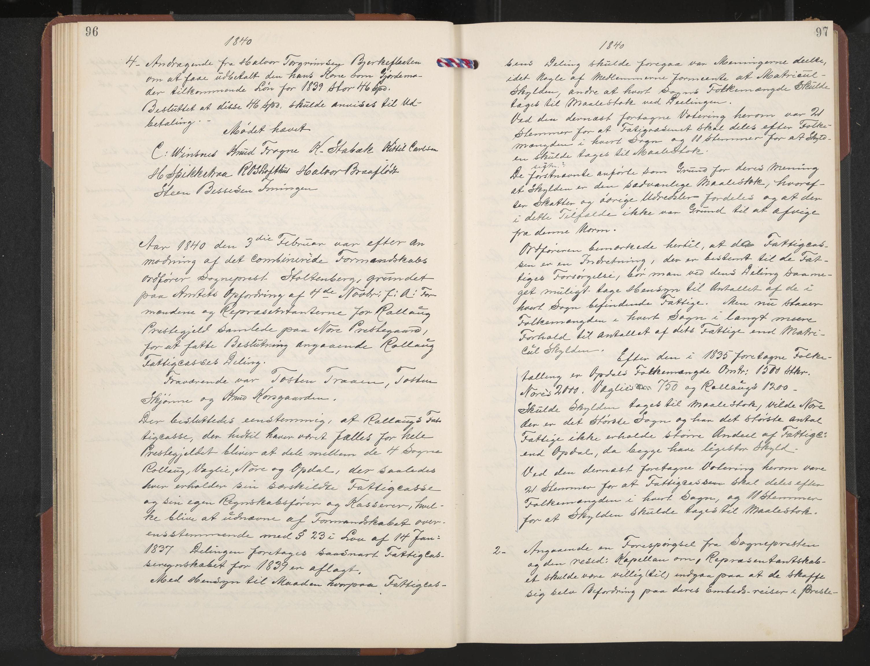 Rollag formannskap og sentraladministrasjon, IKAK/0632021-2/A/Aa/L0001: Møtebok med register, 1837-1859, p. 96-97