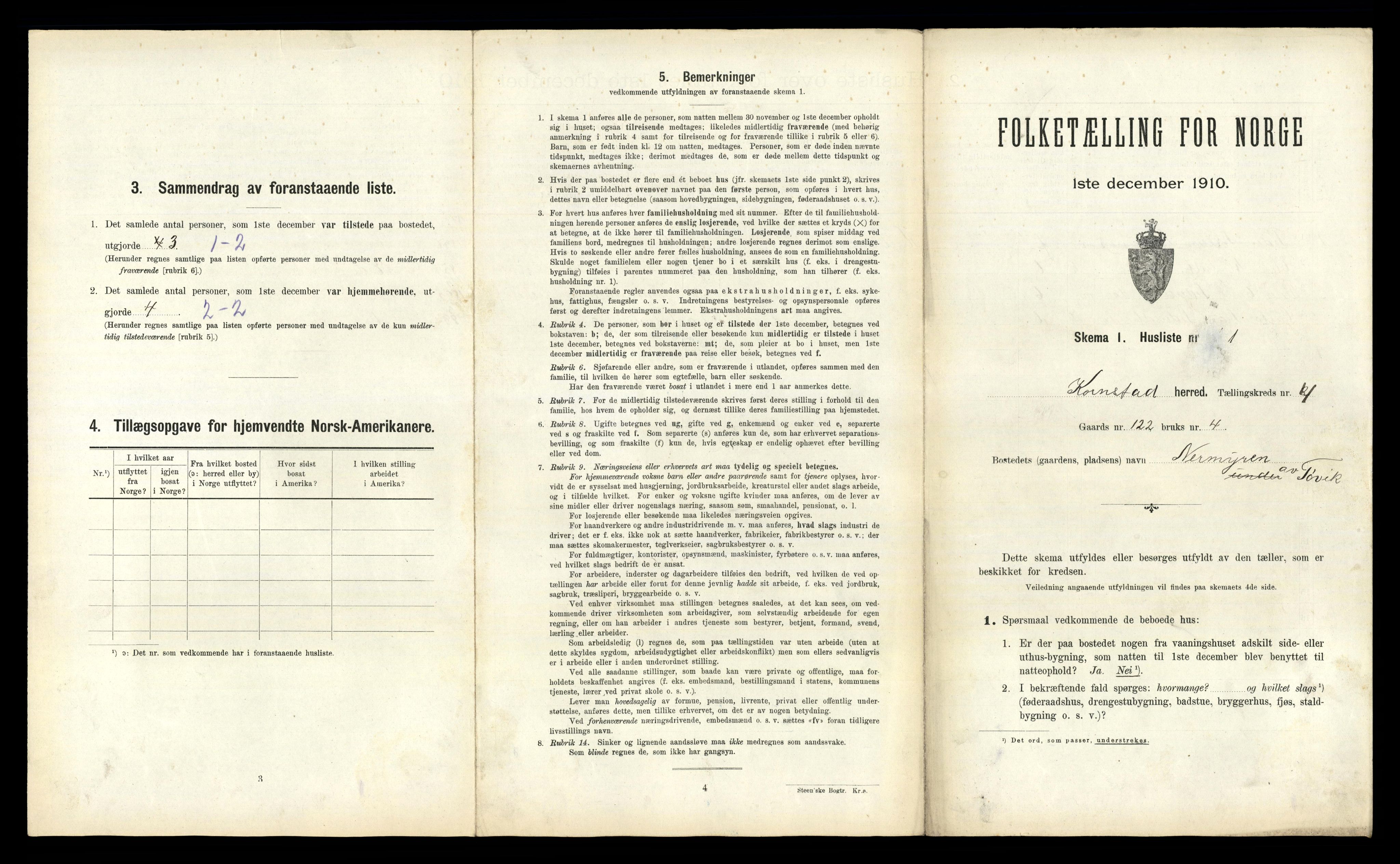 RA, 1910 census for Kornstad, 1910, p. 403