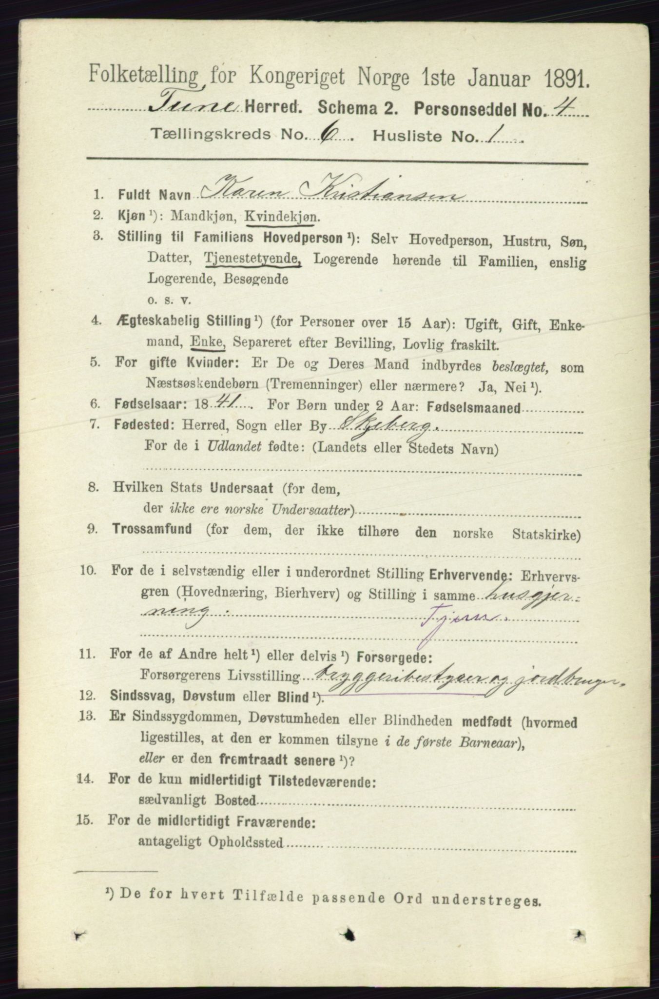 RA, 1891 census for 0130 Tune, 1891, p. 4099