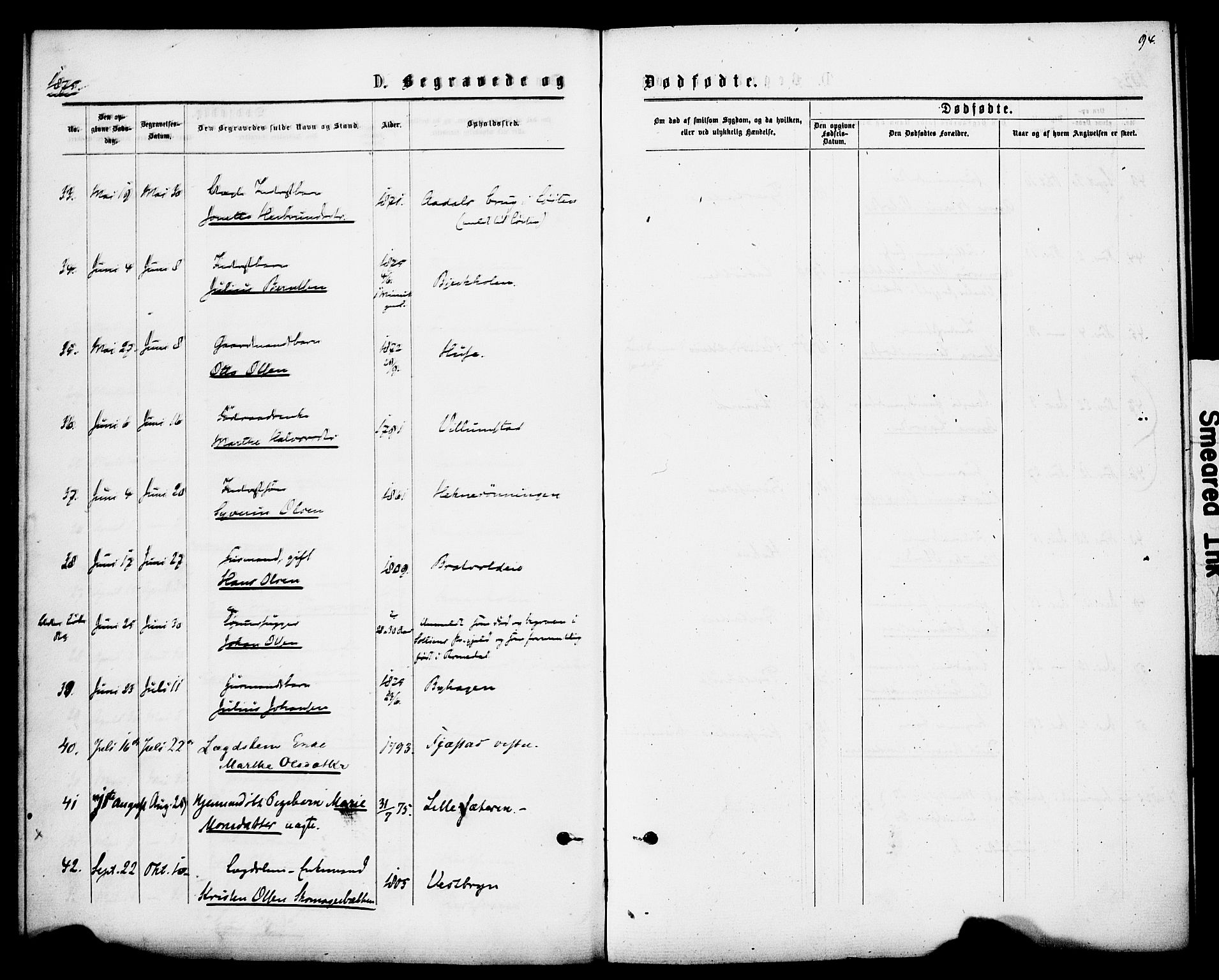 Romedal prestekontor, AV/SAH-PREST-004/K/L0007: Parish register (official) no. 7, 1875-1879, p. 94