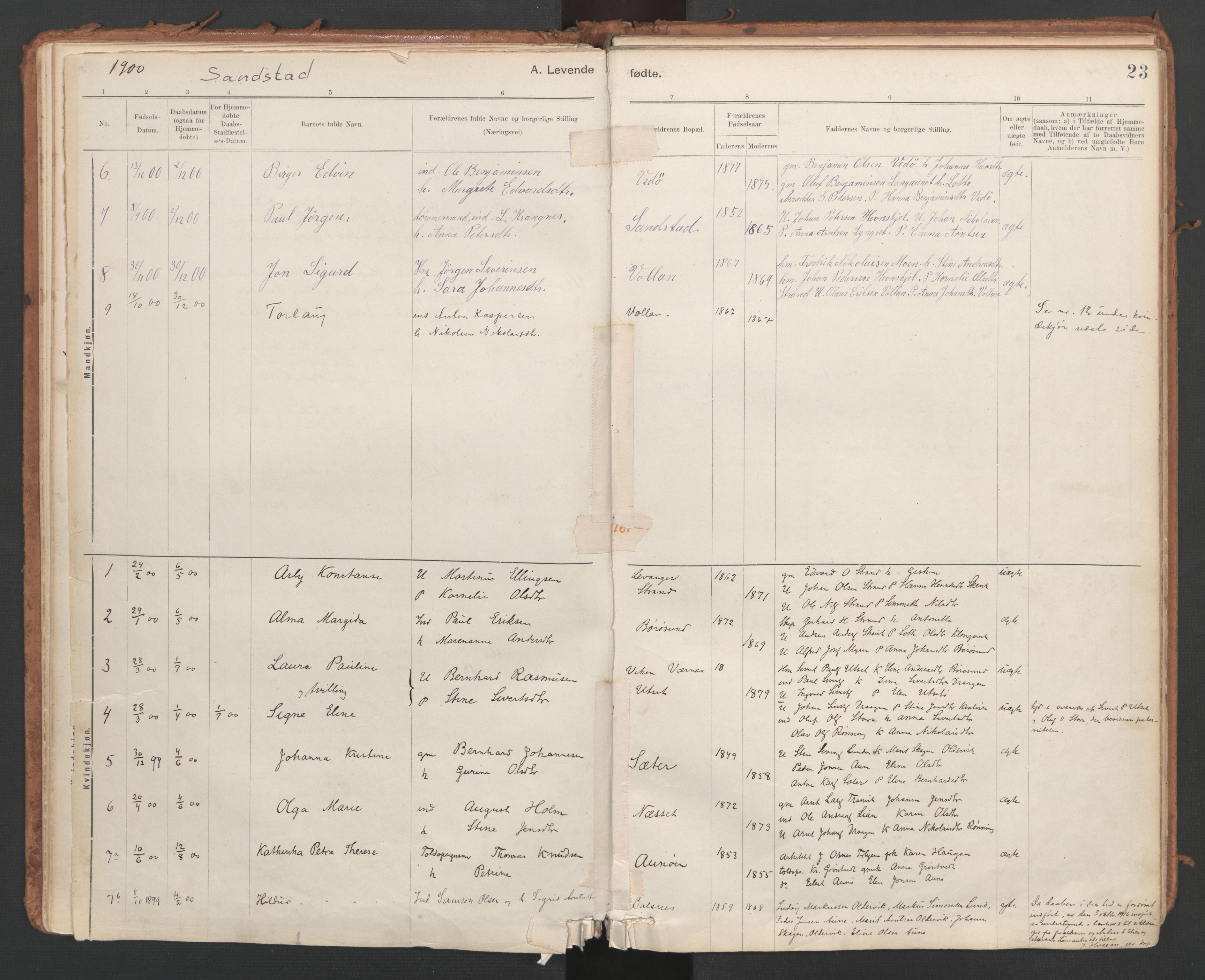 Ministerialprotokoller, klokkerbøker og fødselsregistre - Sør-Trøndelag, SAT/A-1456/639/L0572: Parish register (official) no. 639A01, 1890-1920, p. 23