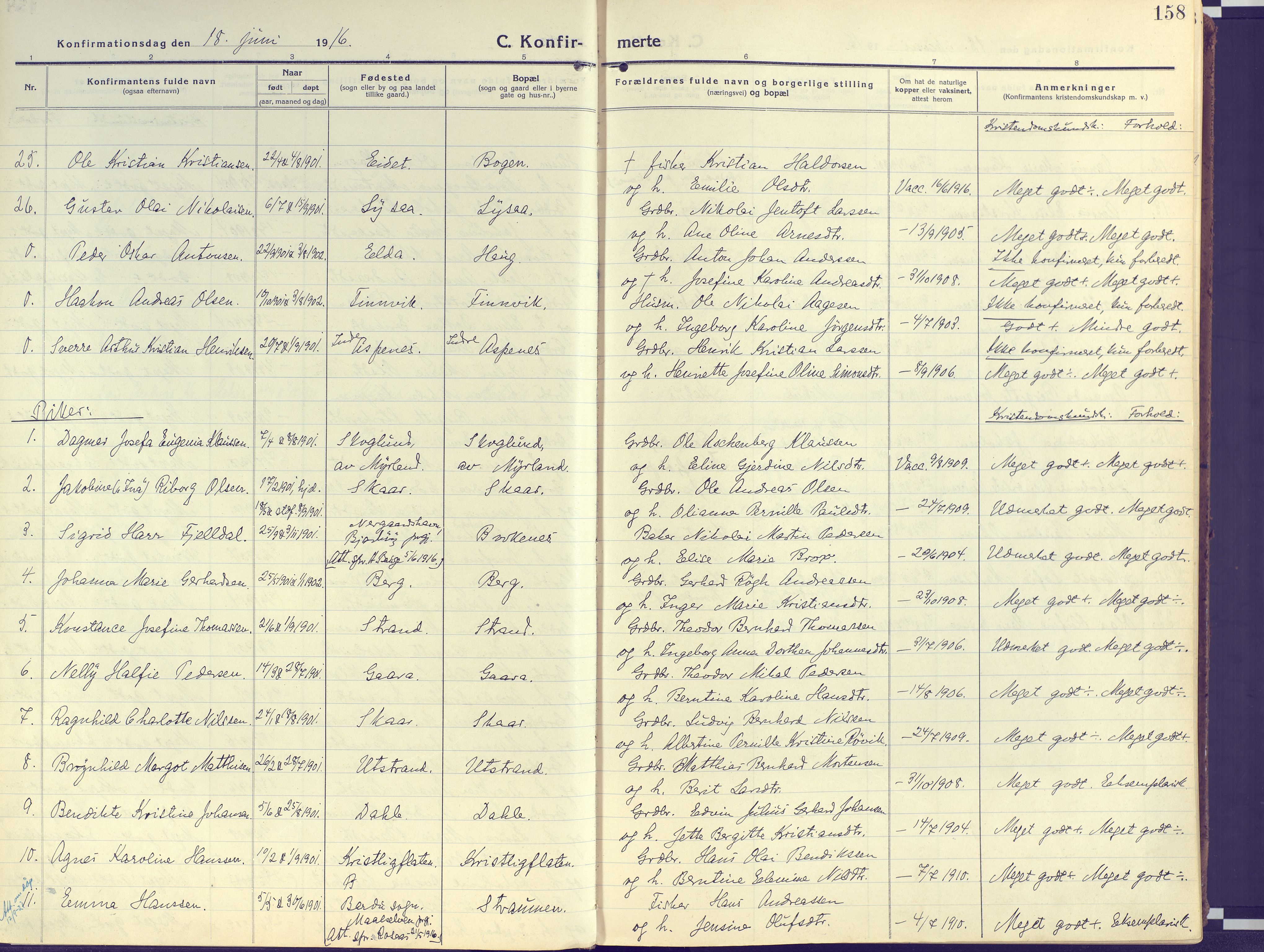 Kvæfjord sokneprestkontor, AV/SATØ-S-1323/G/Ga/Gaa/L0007kirke: Parish register (official) no. 7, 1915-1931, p. 158