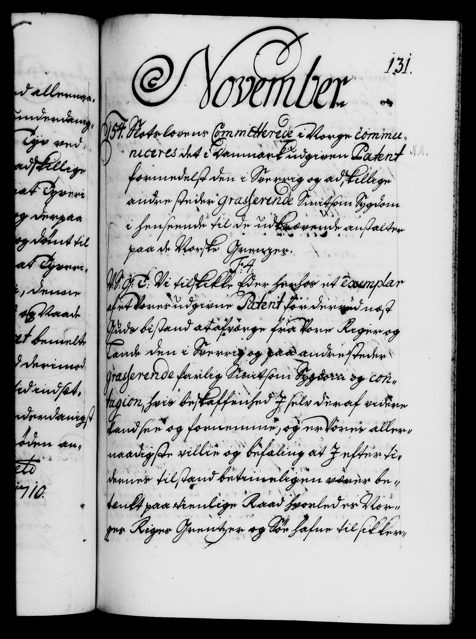 Danske Kanselli 1572-1799, AV/RA-EA-3023/F/Fc/Fca/Fcab/L0019: Norske tegnelser, 1710-1714, p. 131a