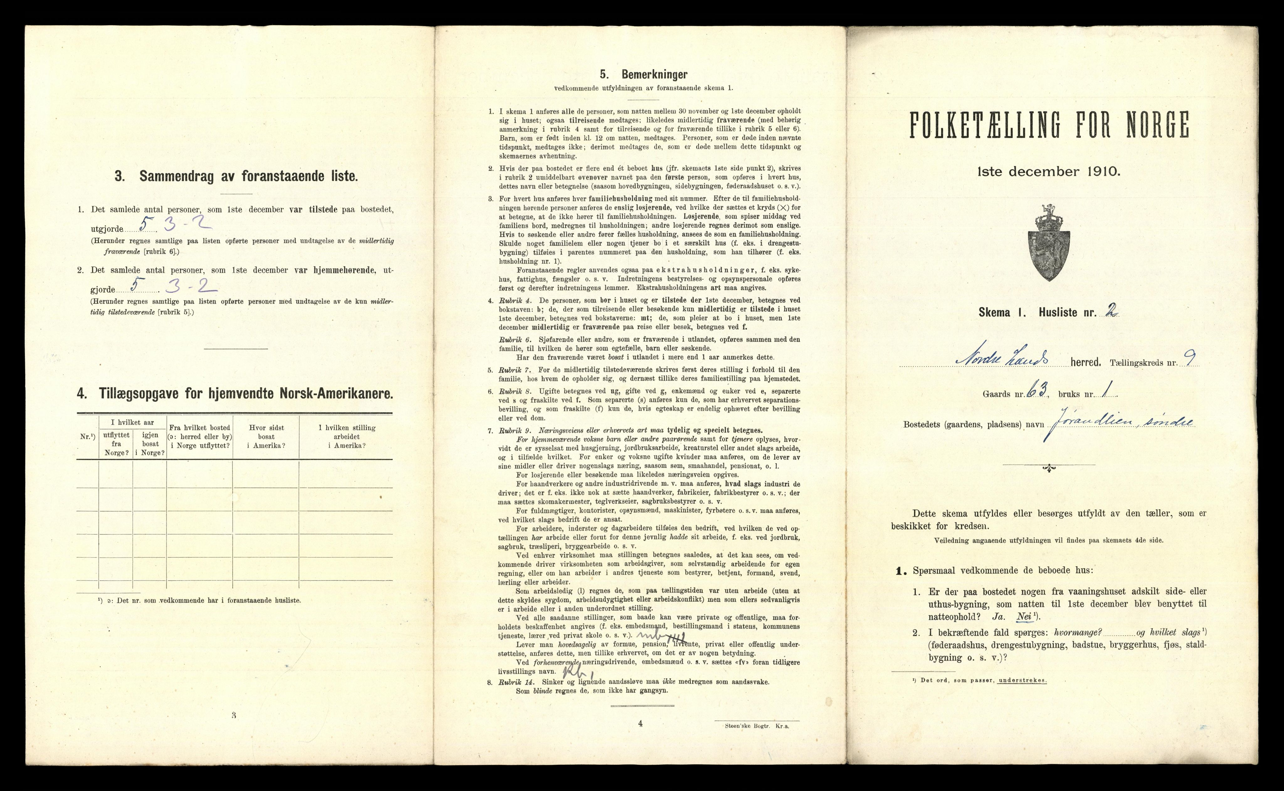 RA, 1910 census for Nordre Land, 1910, p. 907