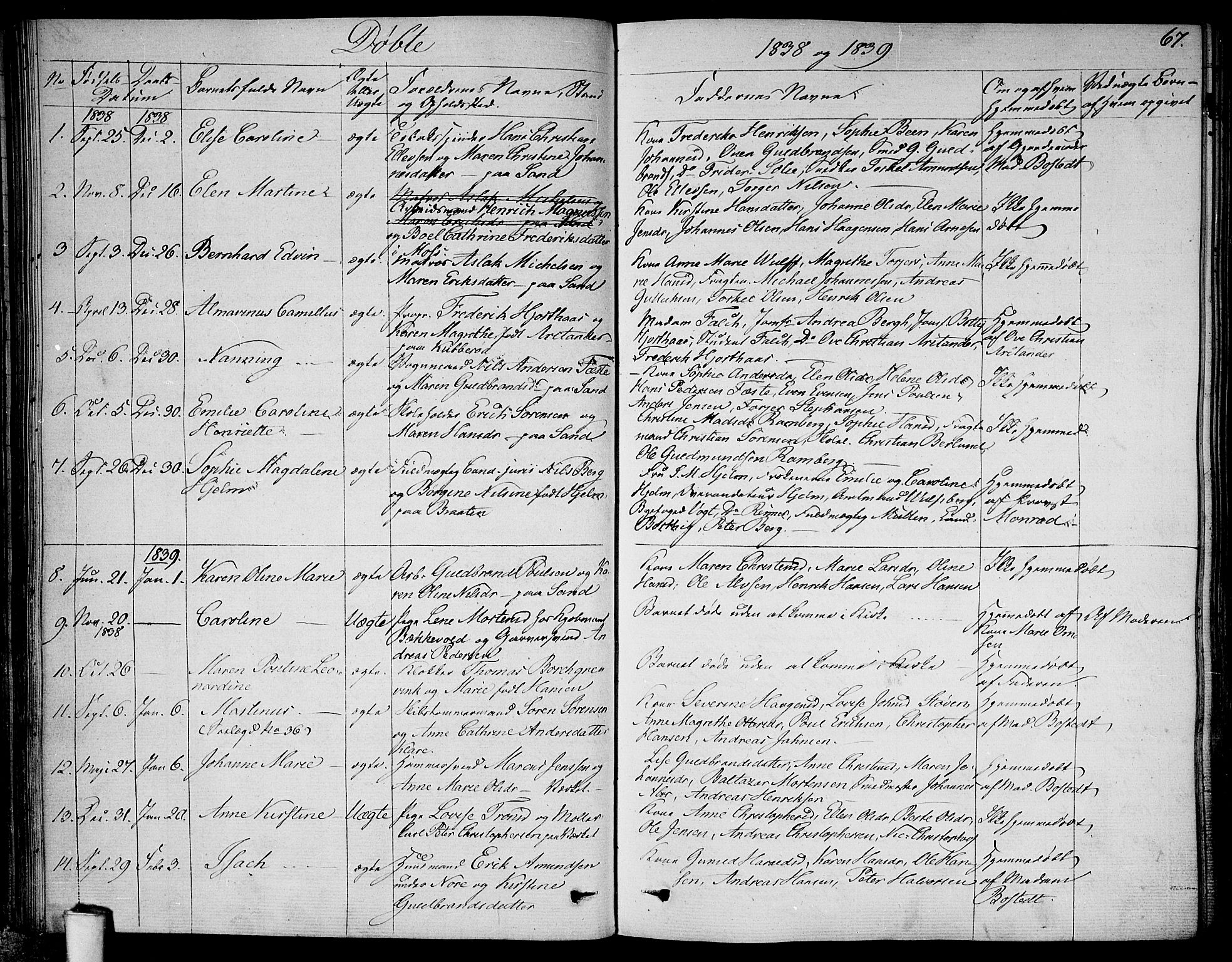 Moss prestekontor Kirkebøker, SAO/A-2003/F/Fa/L0006: Parish register (official) no. I 6, 1829-1844, p. 67