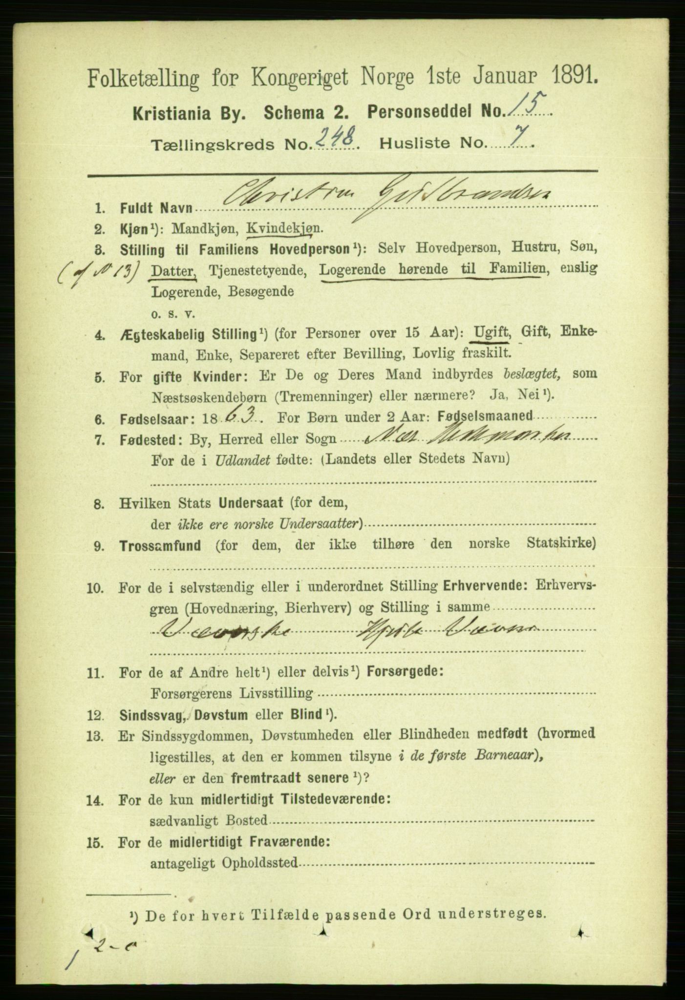 RA, 1891 census for 0301 Kristiania, 1891, p. 151314