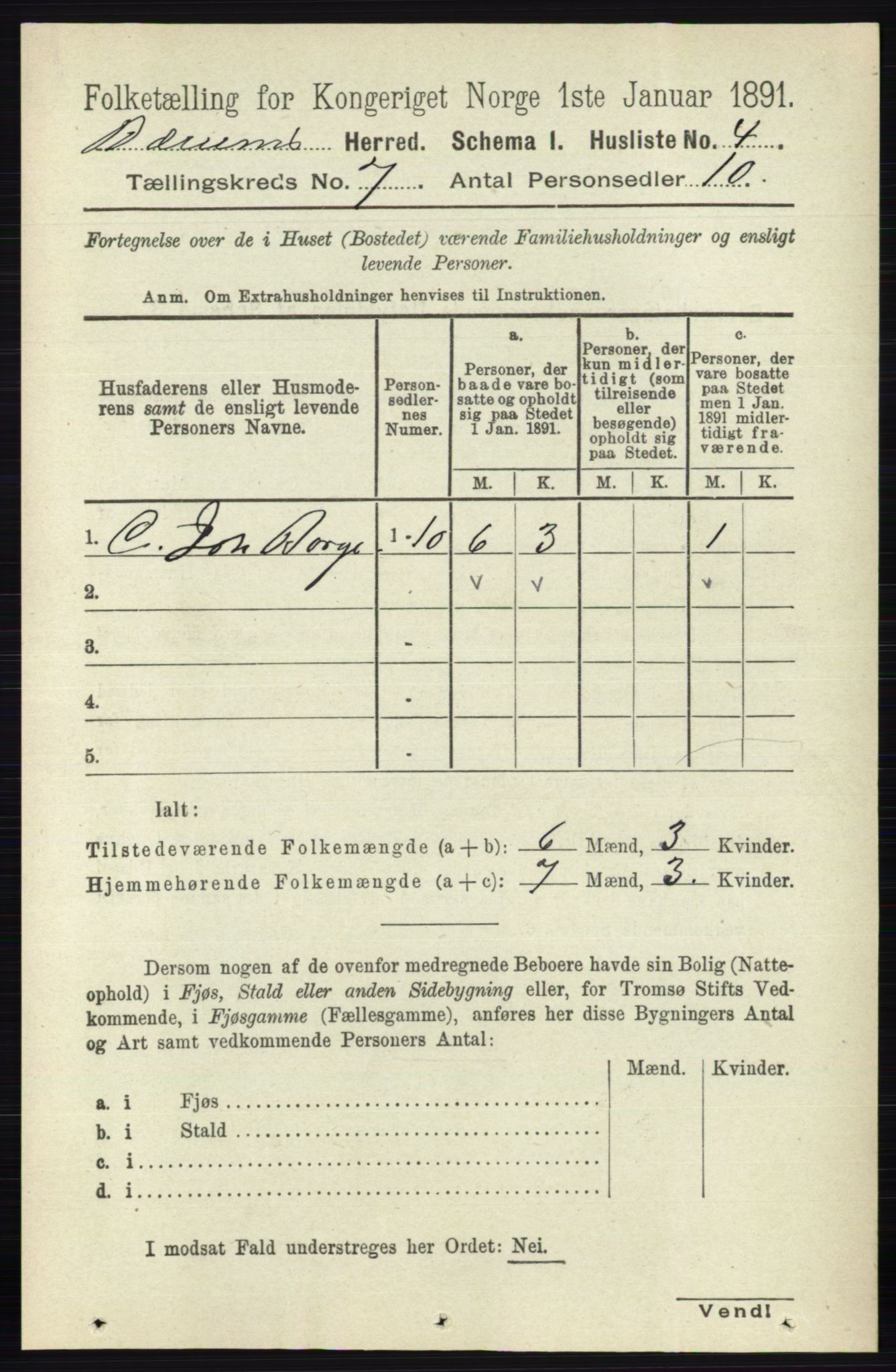 RA, 1891 census for 0219 Bærum, 1891, p. 4041