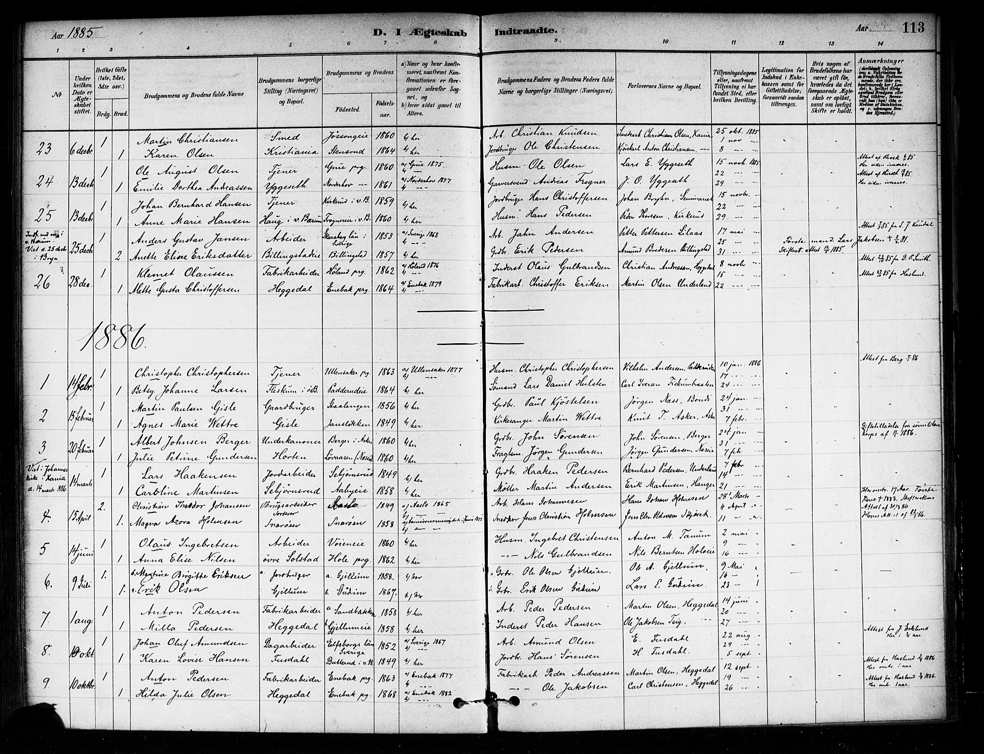 Asker prestekontor Kirkebøker, SAO/A-10256a/F/Fa/L0014: Parish register (official) no. I 14, 1879-1900, p. 113