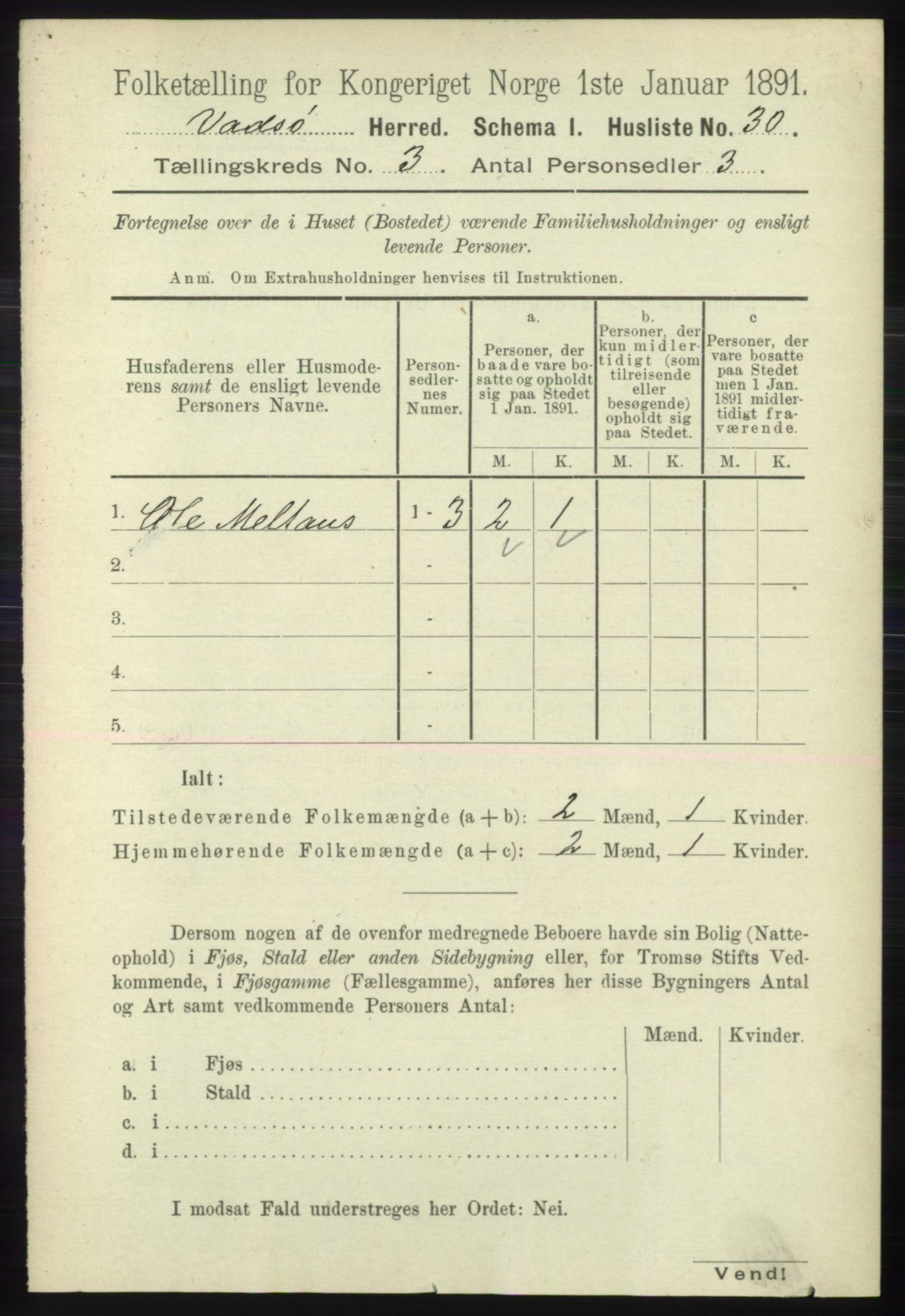 RA, 1891 census for 2029 Vadsø, 1891, p. 799