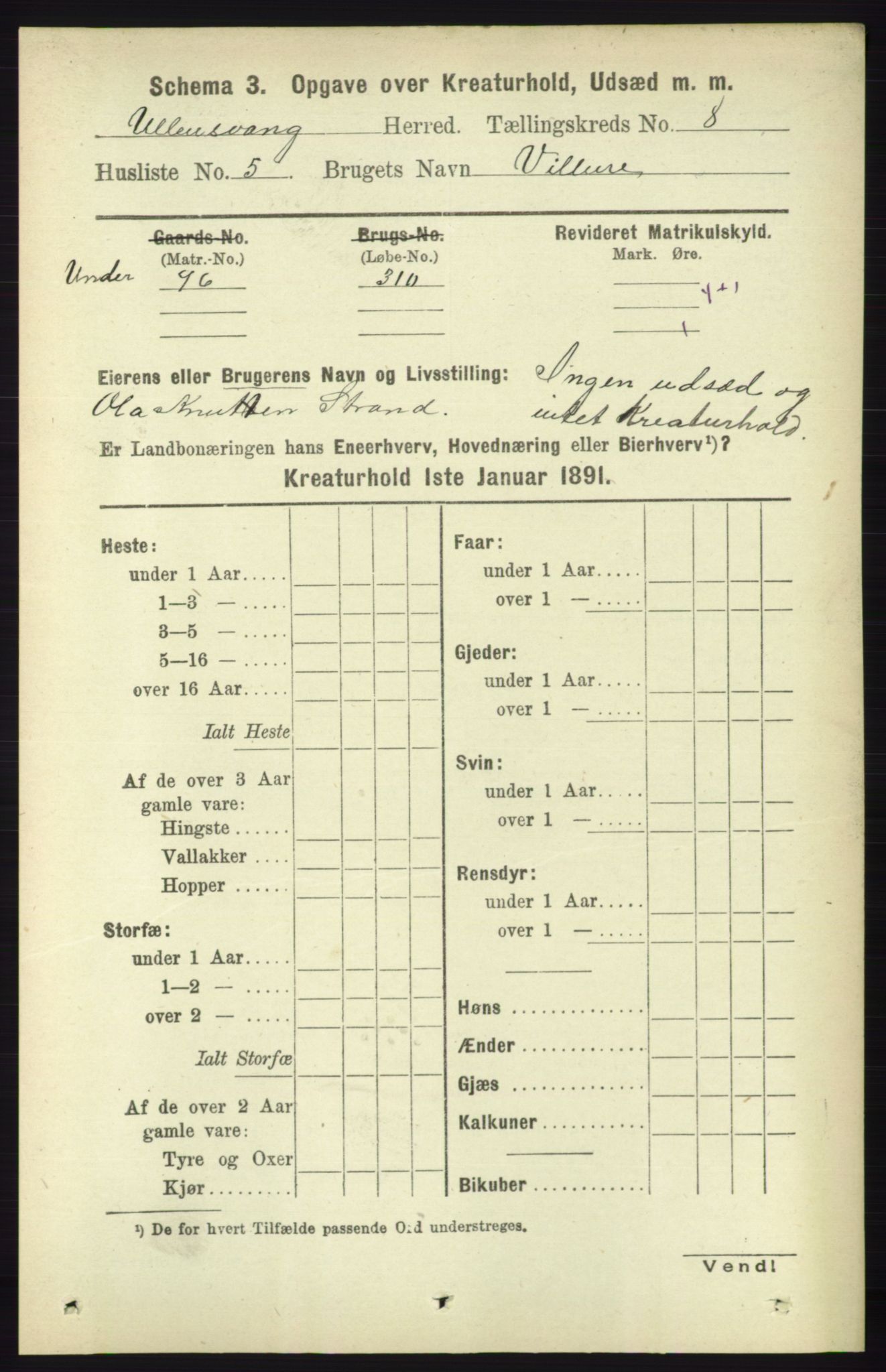 RA, 1891 census for 1230 Ullensvang, 1891, p. 7440