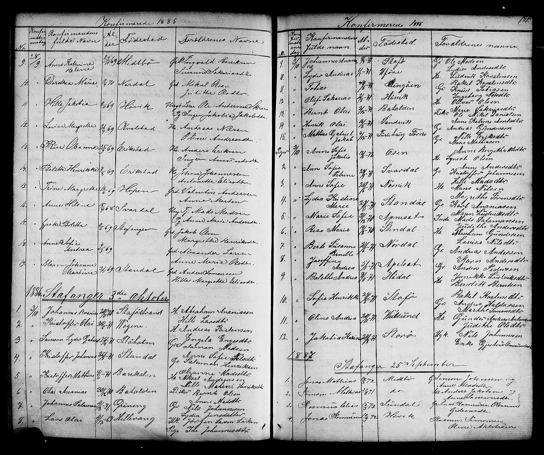 Kinn sokneprestembete, SAB/A-80801/H/Hab/Habc/L0002: Parish register (copy) no. C 2, 1869-1918, p. 181