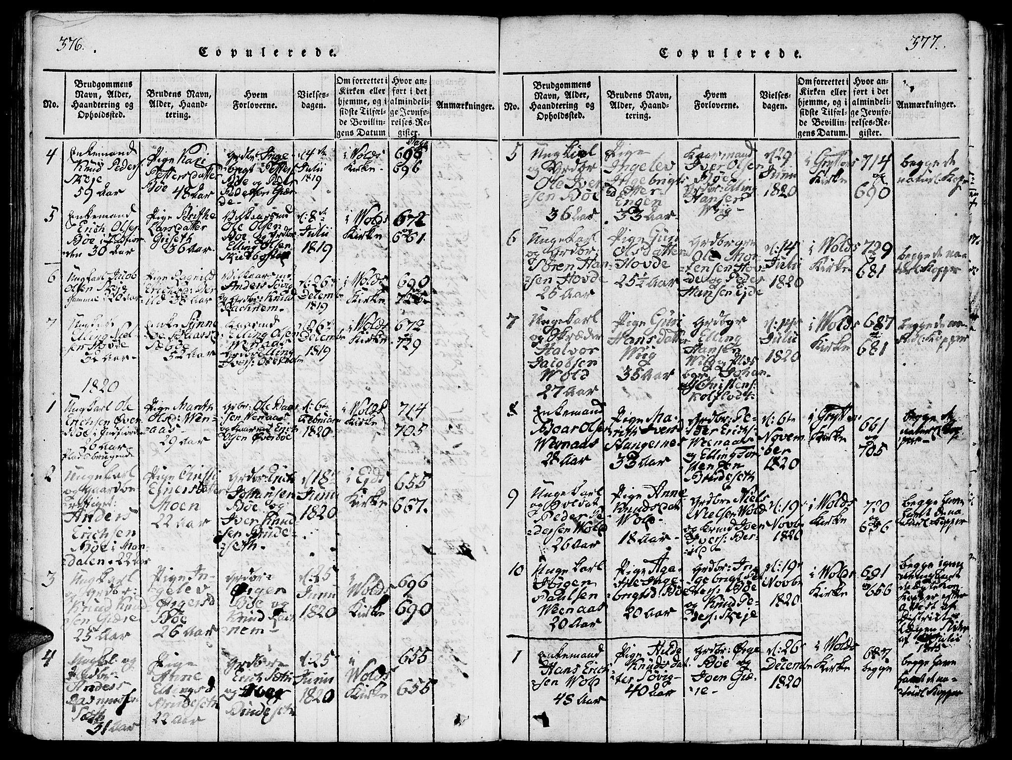 Ministerialprotokoller, klokkerbøker og fødselsregistre - Møre og Romsdal, SAT/A-1454/543/L0561: Parish register (official) no. 543A01, 1818-1853, p. 376-377