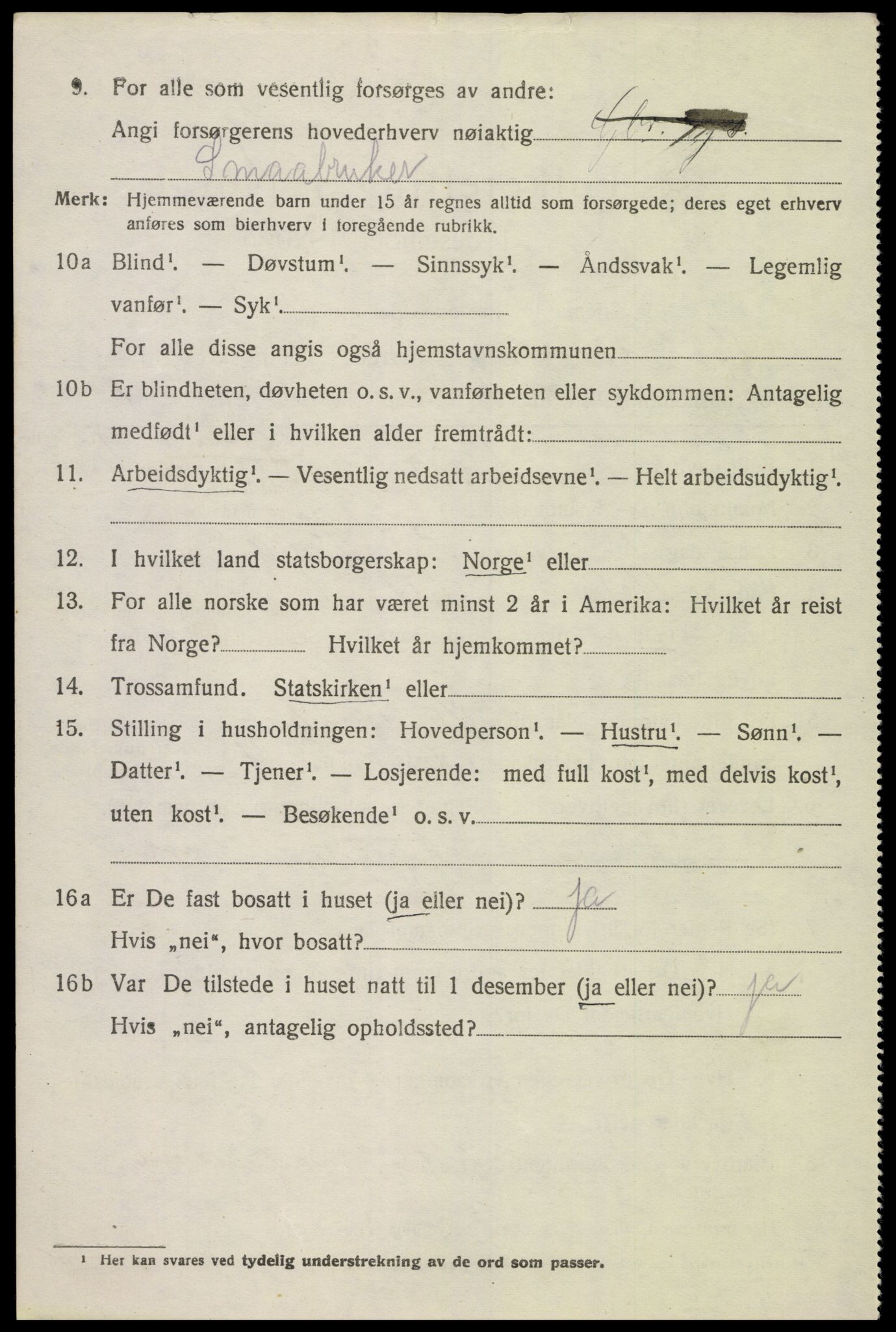 SAK, 1920 census for Grindheim, 1920, p. 892