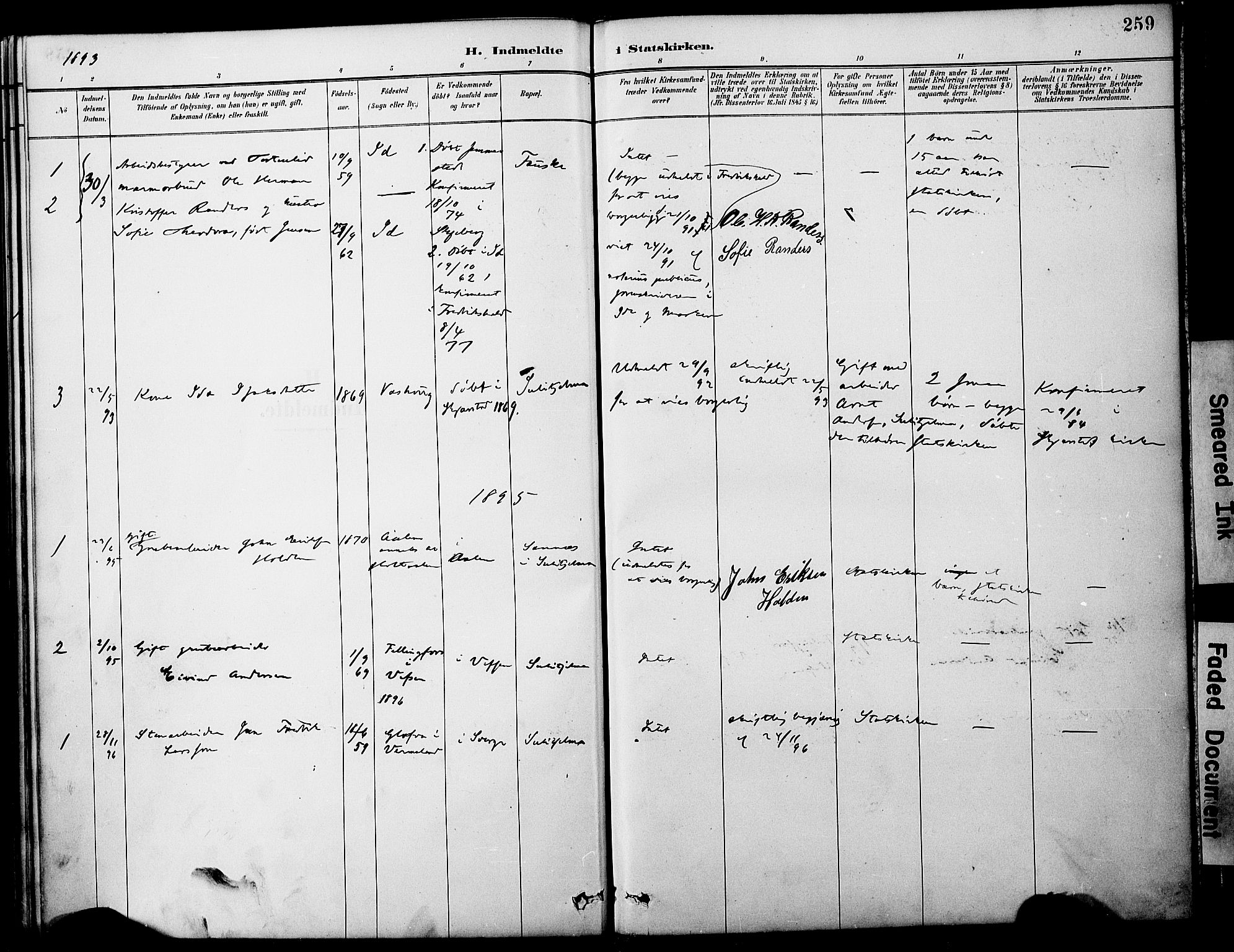 Ministerialprotokoller, klokkerbøker og fødselsregistre - Nordland, AV/SAT-A-1459/849/L0690: Parish register (official) no. 849A02, 1890-1897, p. 259