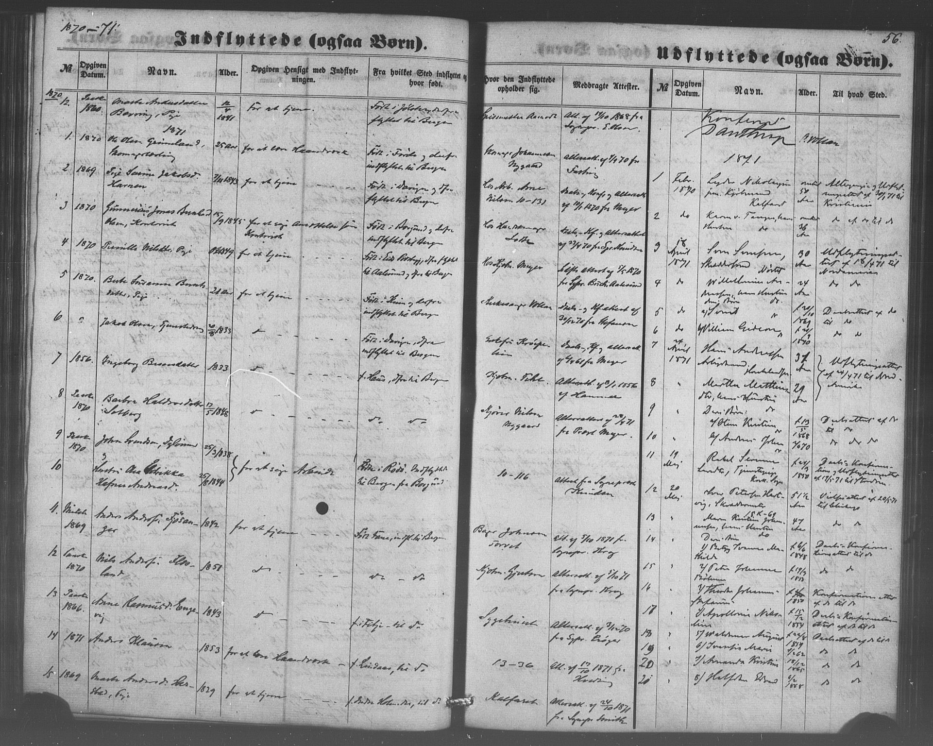 Domkirken sokneprestembete, SAB/A-74801/H/Haa/L0048: Parish register (official) no. F 3, 1858-1874, p. 56