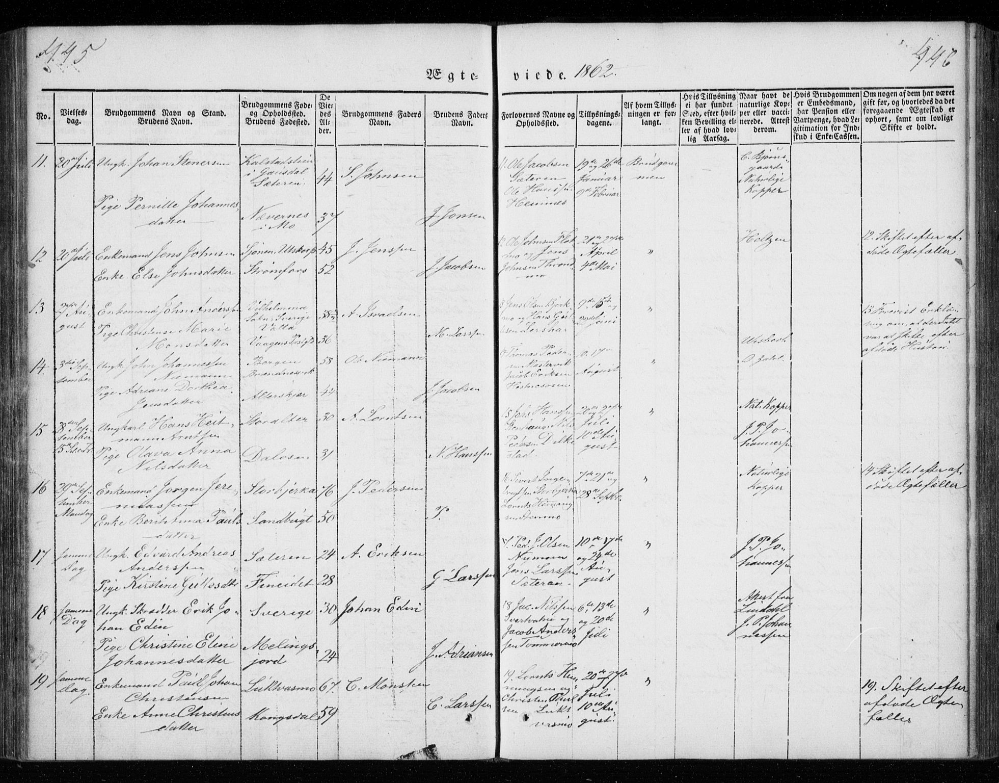 Ministerialprotokoller, klokkerbøker og fødselsregistre - Nordland, AV/SAT-A-1459/825/L0355: Parish register (official) no. 825A09, 1842-1863, p. 445-446