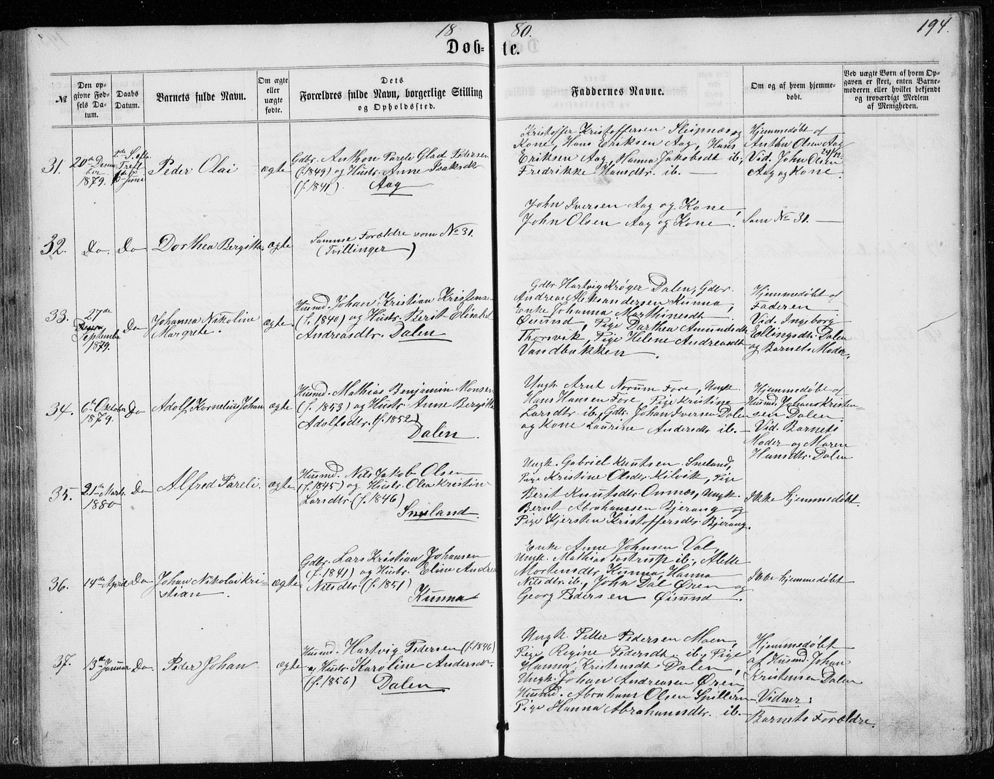 Ministerialprotokoller, klokkerbøker og fødselsregistre - Nordland, AV/SAT-A-1459/843/L0634: Parish register (copy) no. 843C03, 1860-1884, p. 194