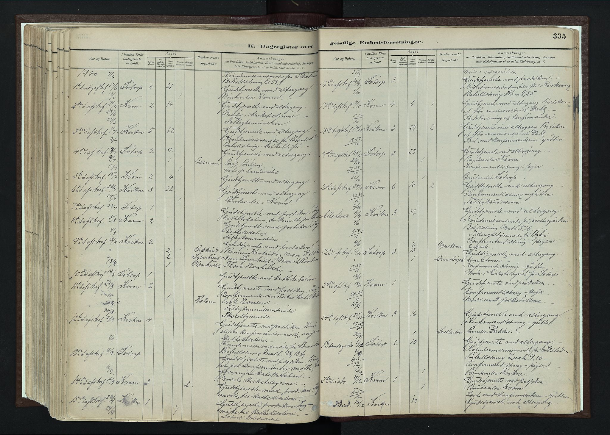 Nord-Fron prestekontor, SAH/PREST-080/H/Ha/Haa/L0004: Parish register (official) no. 4, 1884-1914, p. 335