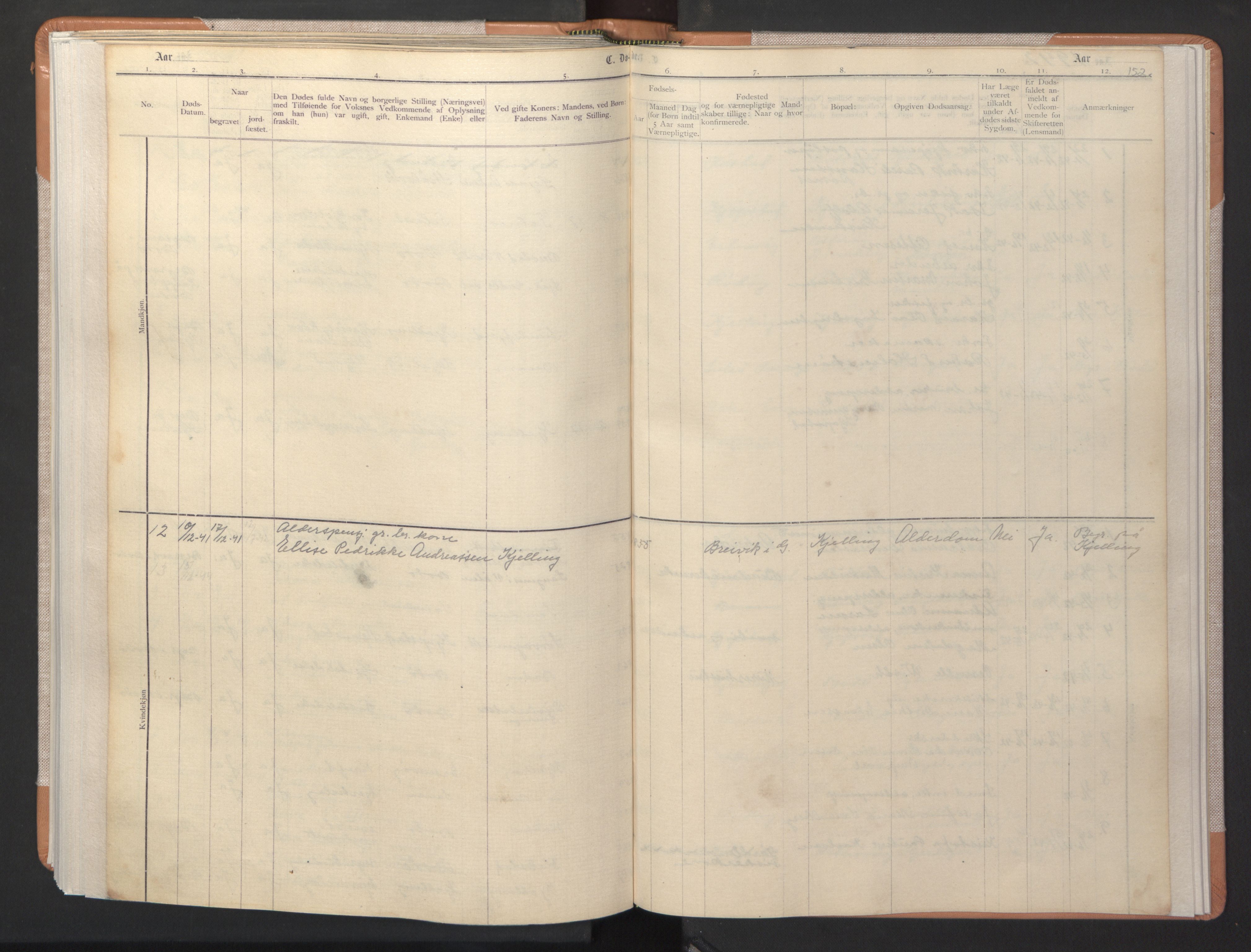 Ministerialprotokoller, klokkerbøker og fødselsregistre - Nordland, SAT/A-1459/806/L0117: Parish register (copy) no. 806C01, 1905-1957, p. 152