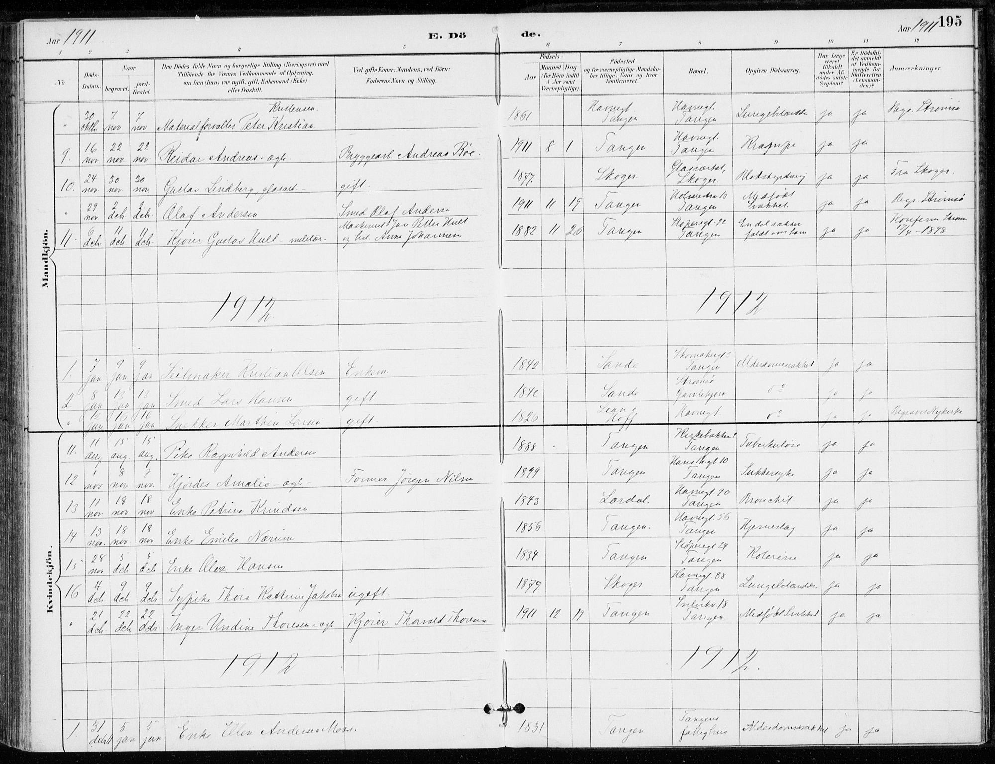 Strømsø kirkebøker, SAKO/A-246/F/Fb/L0007: Parish register (official) no. II 7, 1887-1928, p. 195