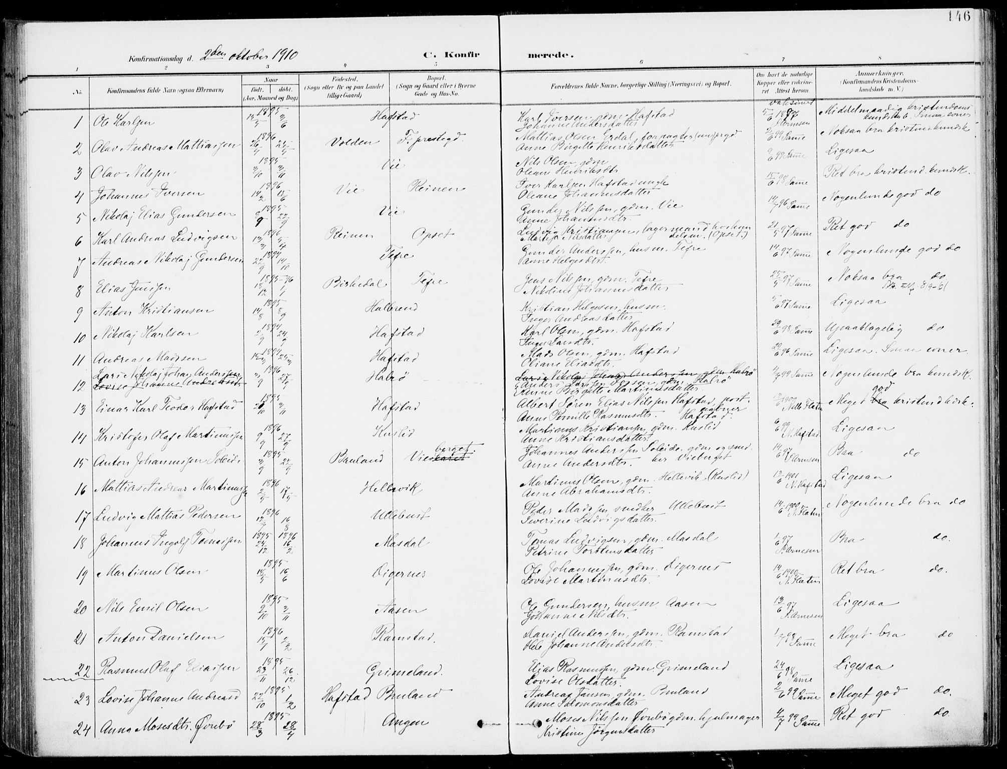 Førde sokneprestembete, SAB/A-79901/H/Haa/Haab/L0002: Parish register (official) no. B  2, 1899-1920, p. 146