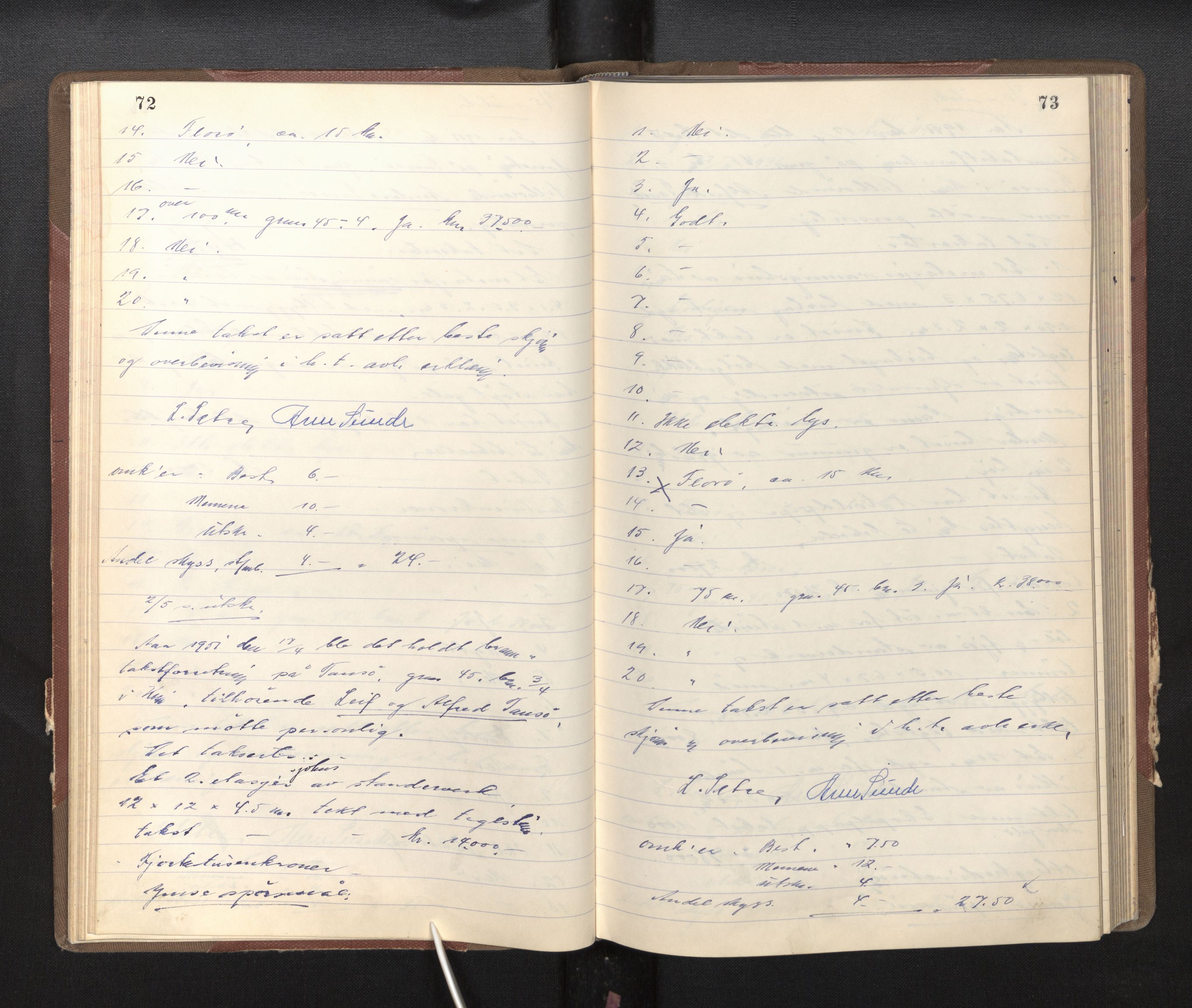 Lensmannen i Kinn, AV/SAB-A-28801/0012/L0004c: Branntakstprotokoll, 1950-1953, p. 72-73