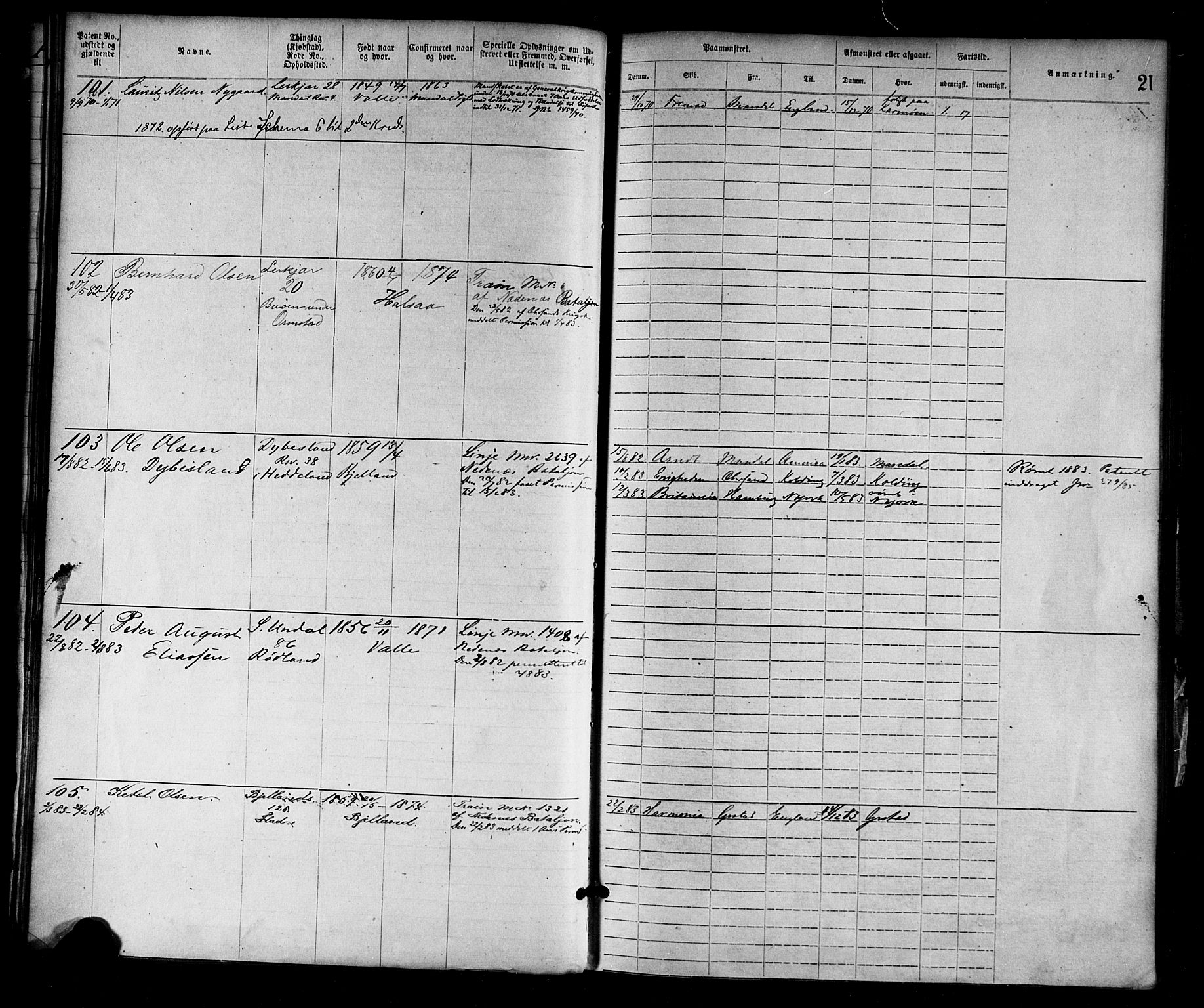 Mandal mønstringskrets, SAK/2031-0016/F/Fa/L0001: Annotasjonsrulle nr 1-1920 med register, L-3, 1869-1881, p. 48