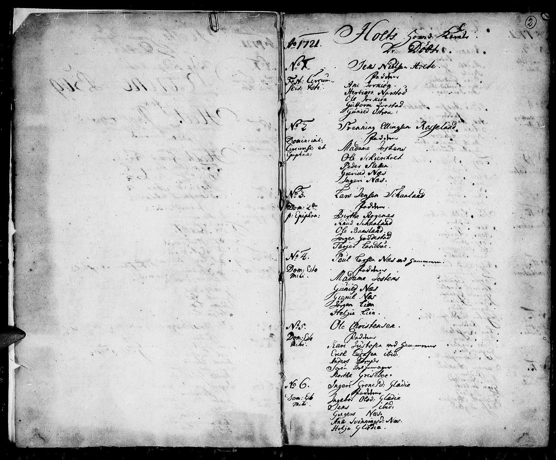 Holt sokneprestkontor, SAK/1111-0021/F/Fa/L0001: Parish register (official) no. A 1 /1, 1721-1735, p. 2