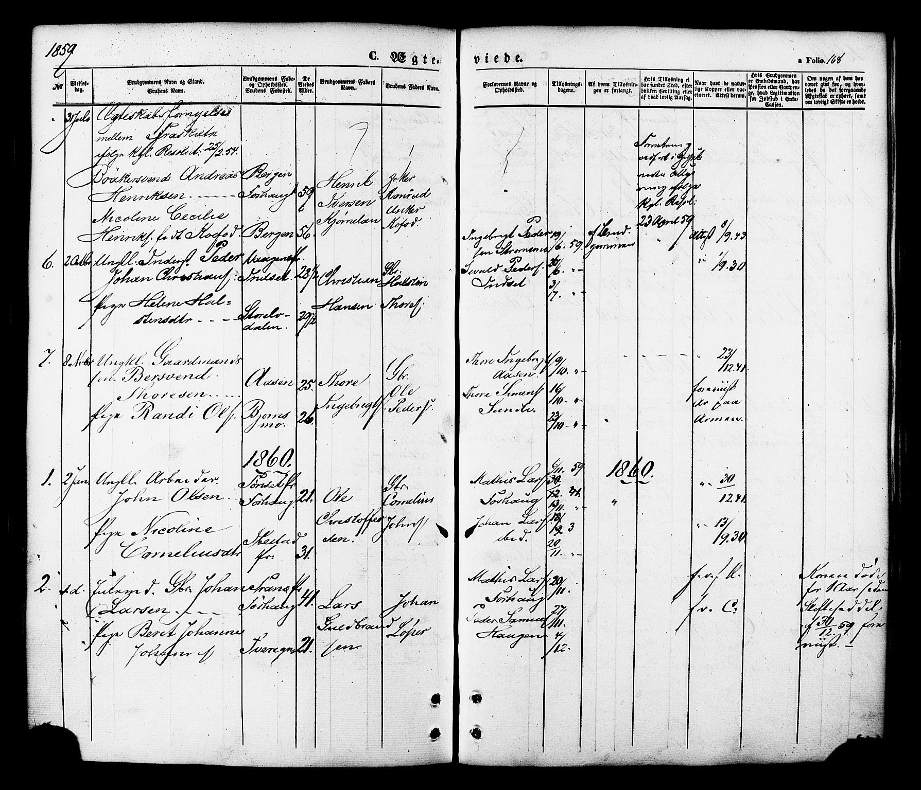 Målselv sokneprestembete, SATØ/S-1311/G/Ga/Gaa/L0008kirke: Parish register (official) no. 8, 1851-1877, p. 168