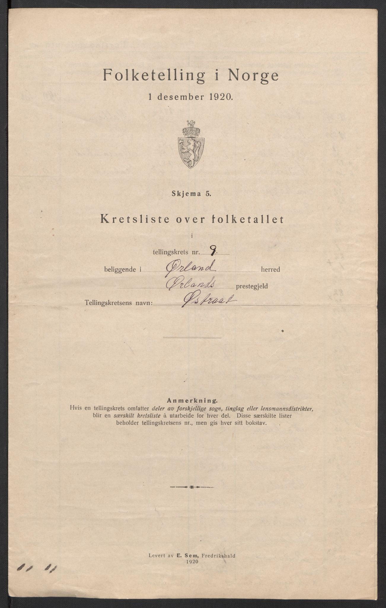 SAT, 1920 census for Ørland, 1920, p. 34