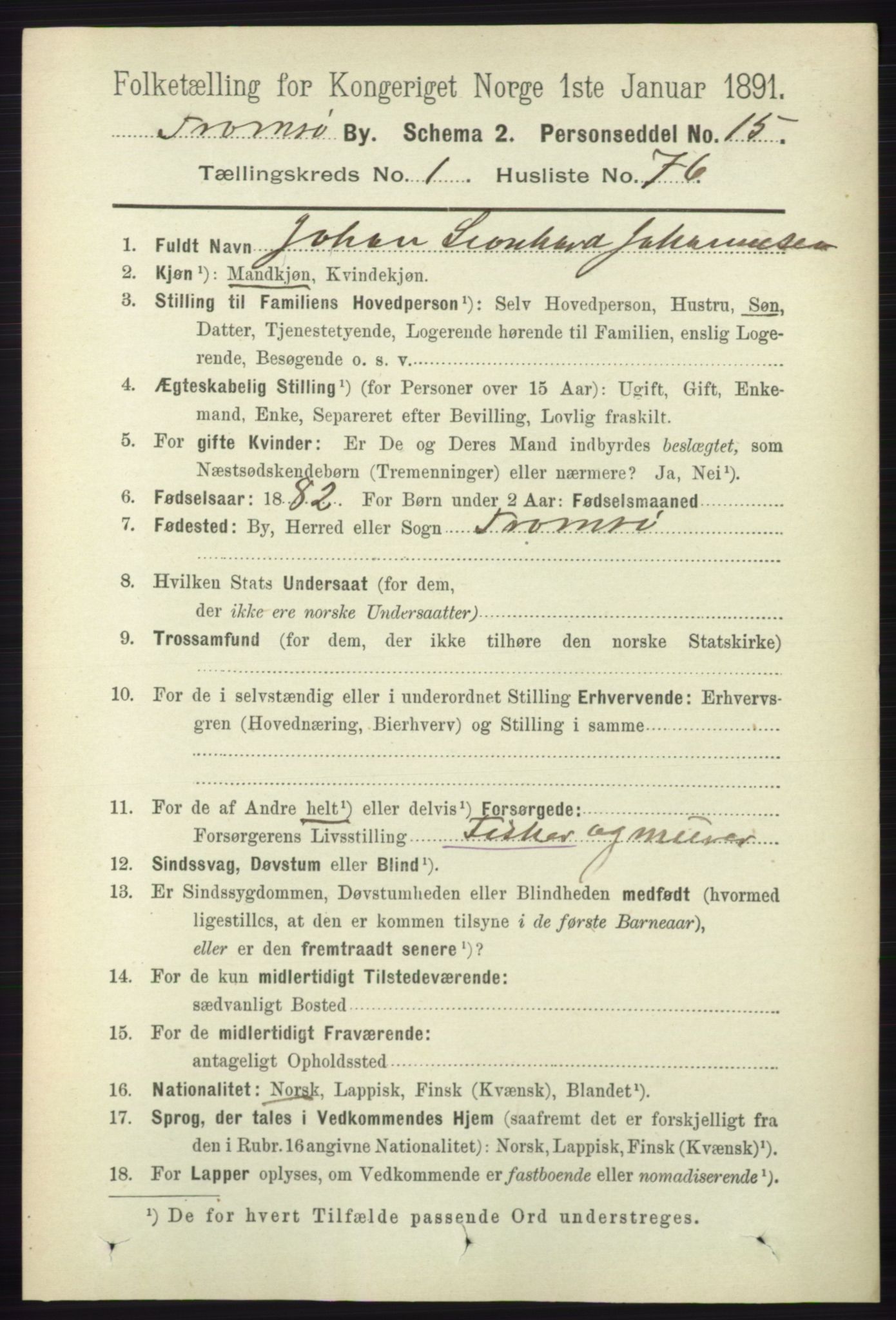 RA, 1891 census for 1902 Tromsø, 1891, p. 1060