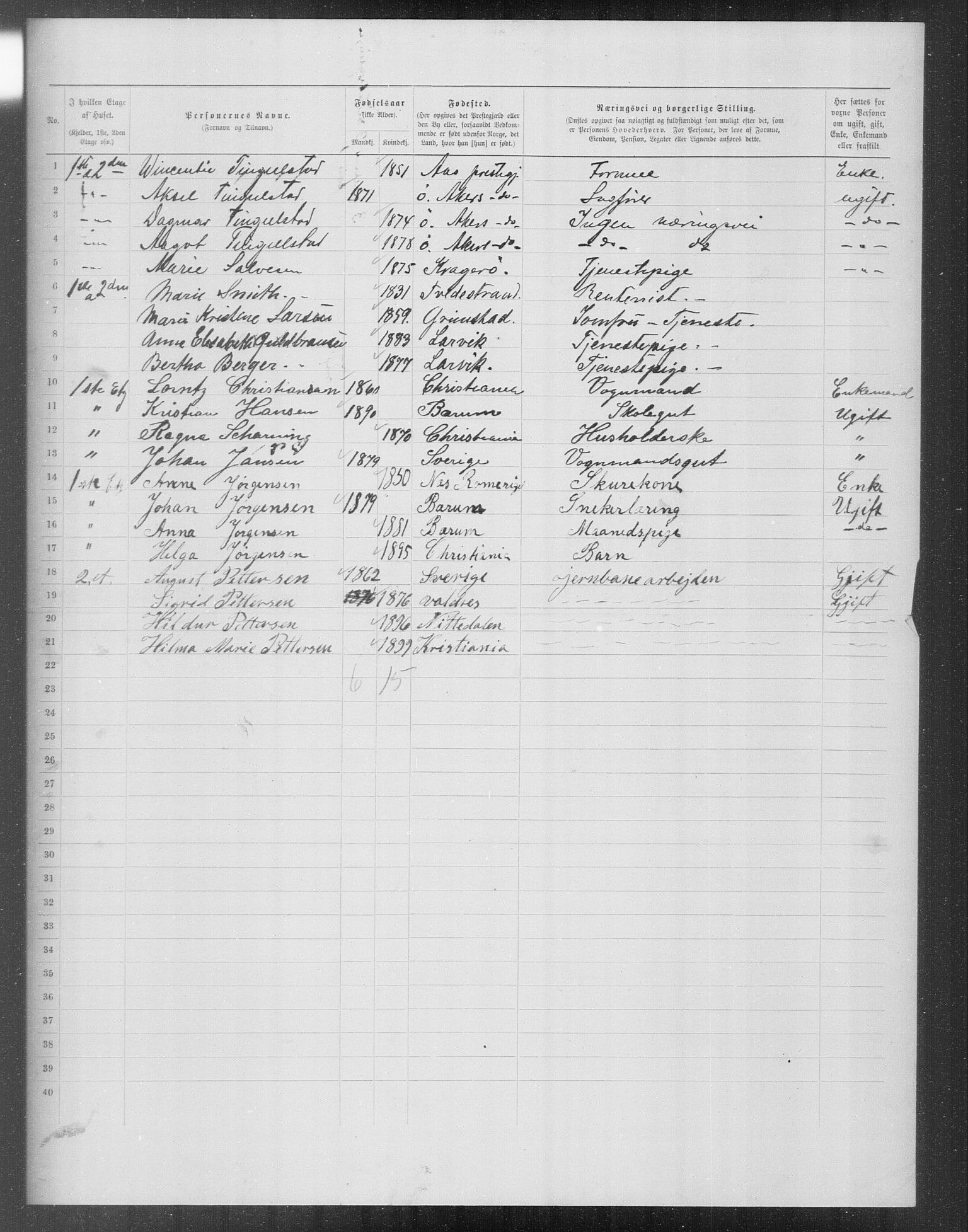 OBA, Municipal Census 1899 for Kristiania, 1899, p. 11791