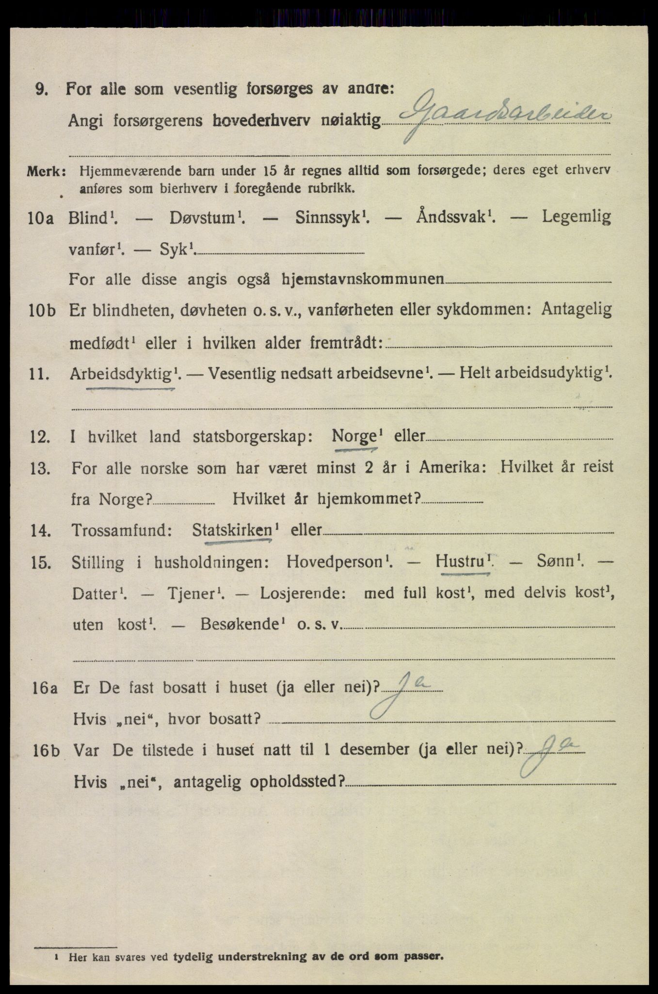 SAK, 1920 census for Gjerstad, 1920, p. 4862