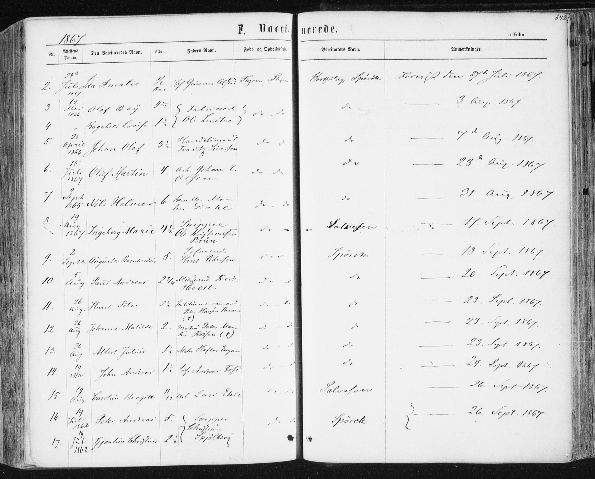 Ministerialprotokoller, klokkerbøker og fødselsregistre - Sør-Trøndelag, SAT/A-1456/604/L0186: Parish register (official) no. 604A07, 1866-1877, p. 642