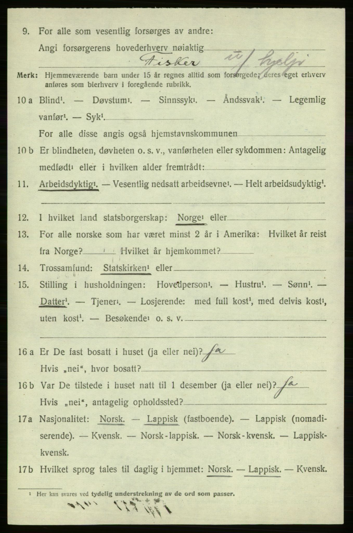 SATØ, 1920 census for Hasvik, 1920, p. 984