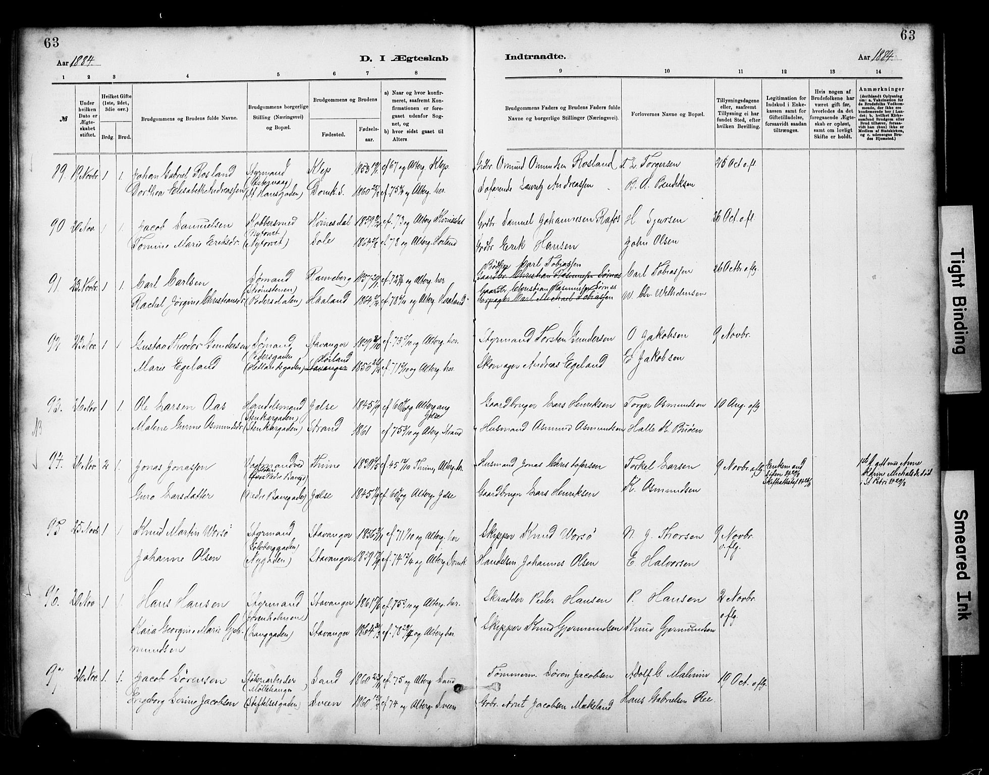 St. Petri sokneprestkontor, SAST/A-101813/001/30/30BA/L0018: Parish register (official) no. A 19, 1879-1900, p. 63