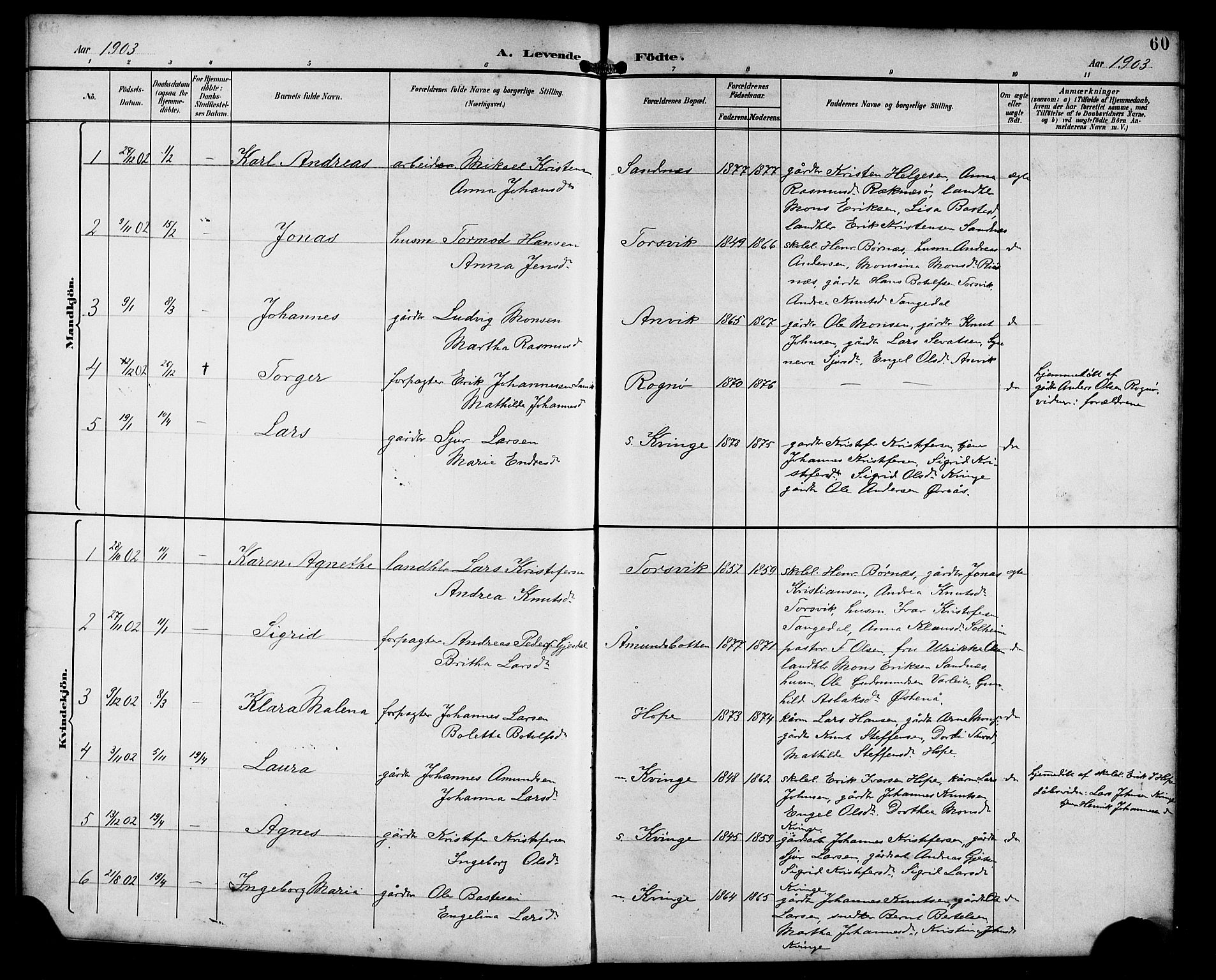 Masfjorden Sokneprestembete, SAB/A-77001: Parish register (copy) no. B 1, 1892-1913, p. 60