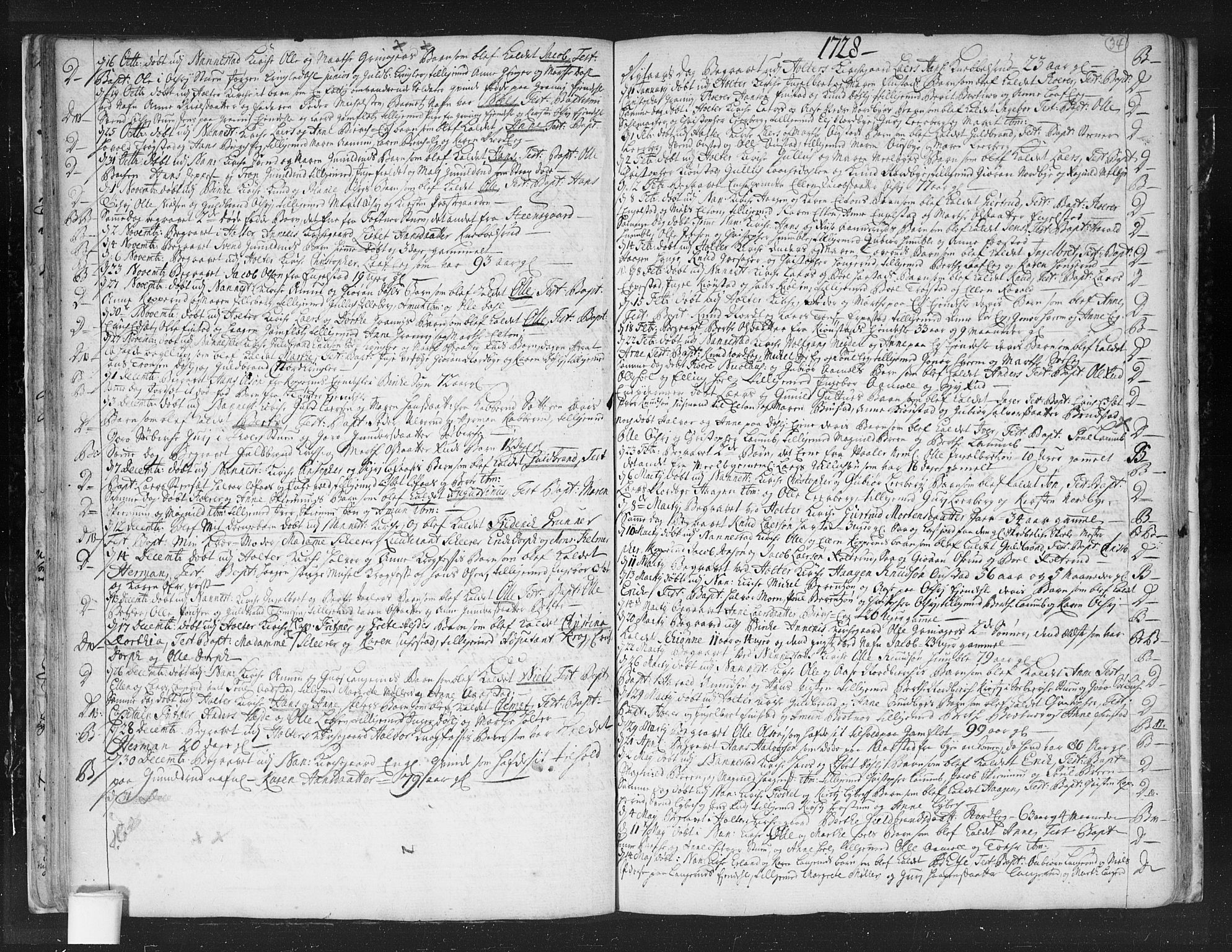 Nannestad prestekontor Kirkebøker, AV/SAO-A-10414a/F/Fa/L0003: Parish register (official) no. I 3, 1716-1729, p. 34