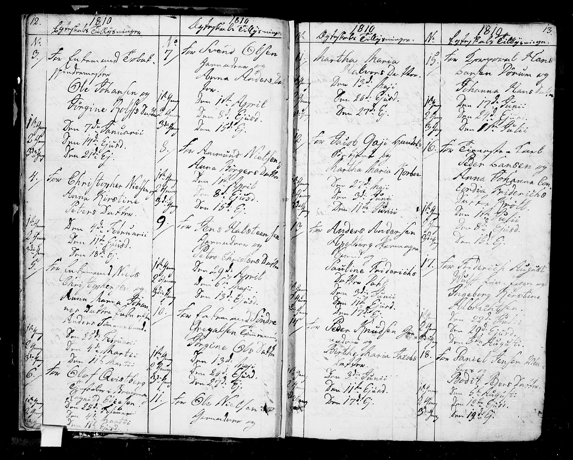 Oslo domkirke Kirkebøker, AV/SAO-A-10752/F/Fa/L0006: Parish register (official) no. 6, 1807-1817, p. 12-13