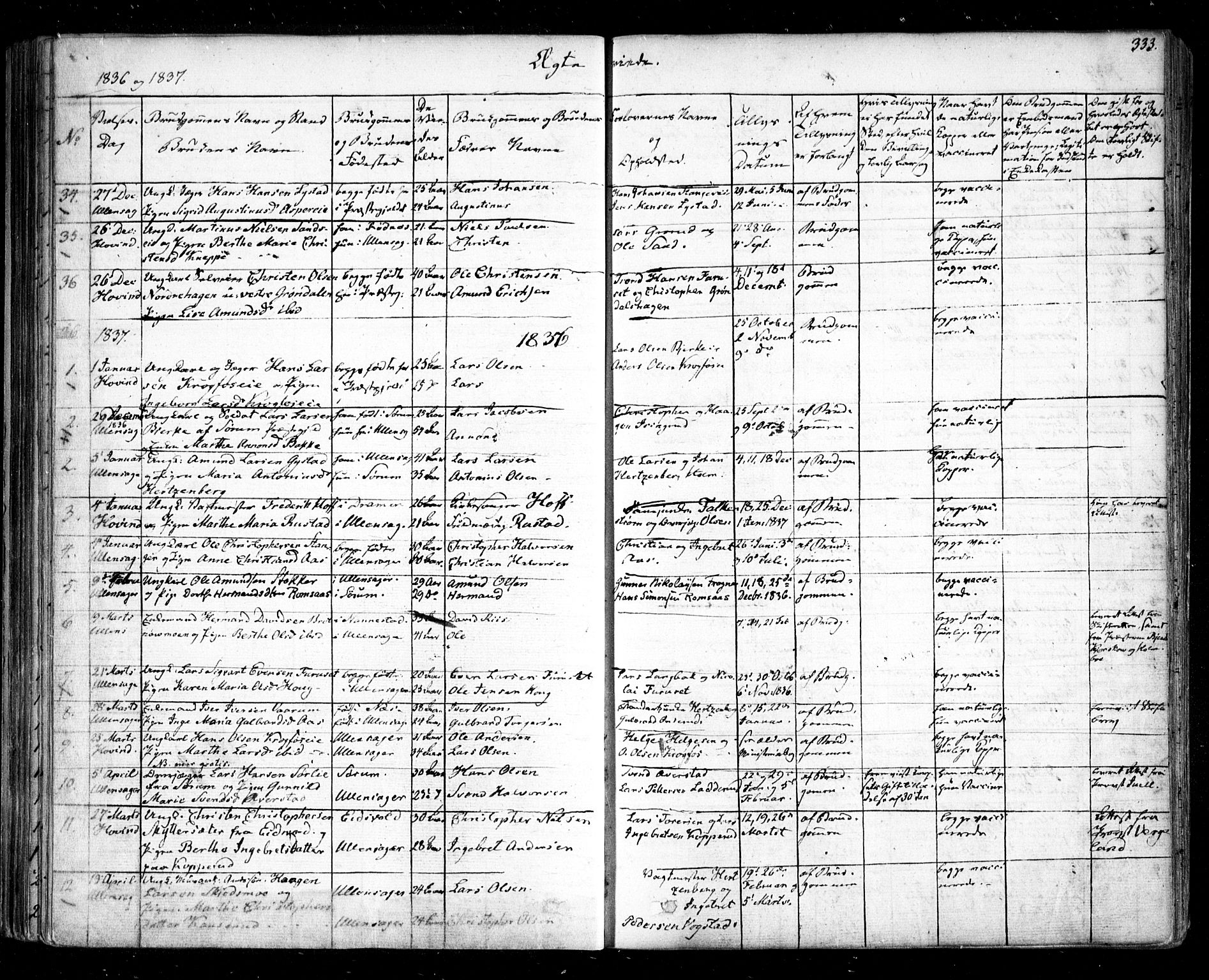 Ullensaker prestekontor Kirkebøker, SAO/A-10236a/F/Fa/L0014.b: Parish register (official) no. I 14B, 1836-1850, p. 333